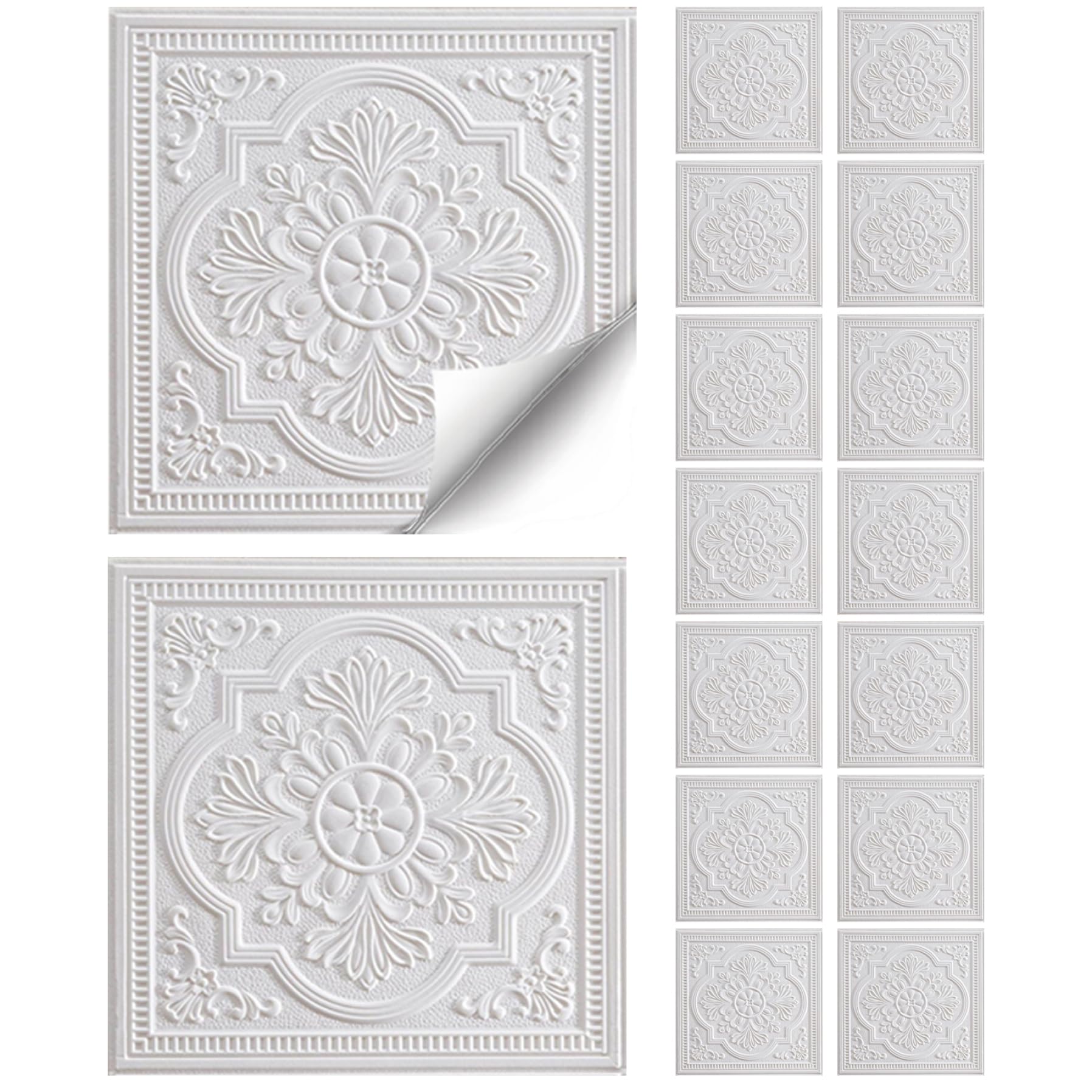 Azulejos de techo de espuma 14x14, 16 uds de paneles impermeables florales para pared