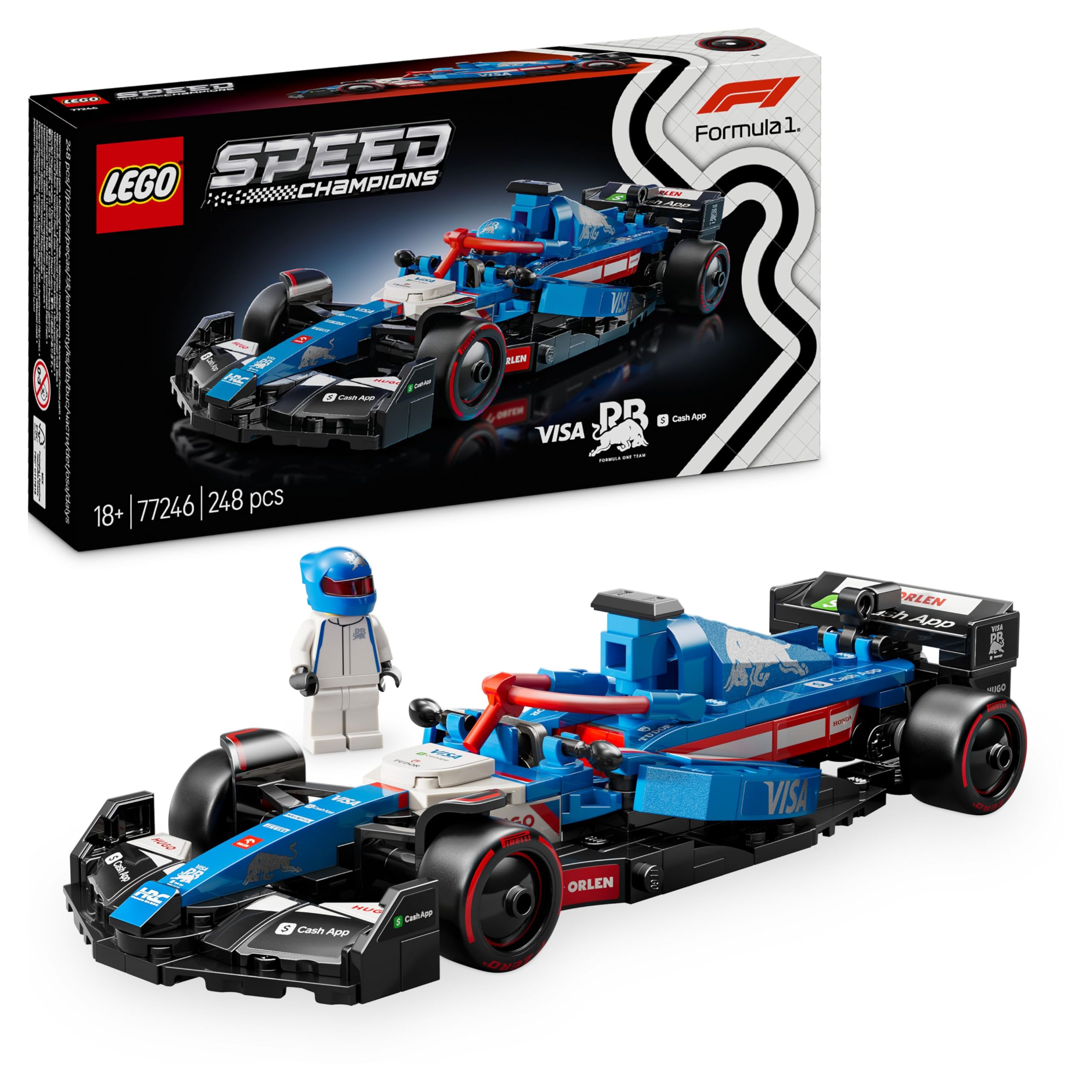 LEGOSpeed Champions Visa Cash App RB VCARB 01 F1 Race Car Model Set for Adults, with a Collectible Driver Minifigure - Gift Idea for Men, Women & Teenage Motorsports Fans 77246