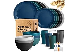 Teivio Kitchen Unbreakable Wheat Straw Dinnerware Set