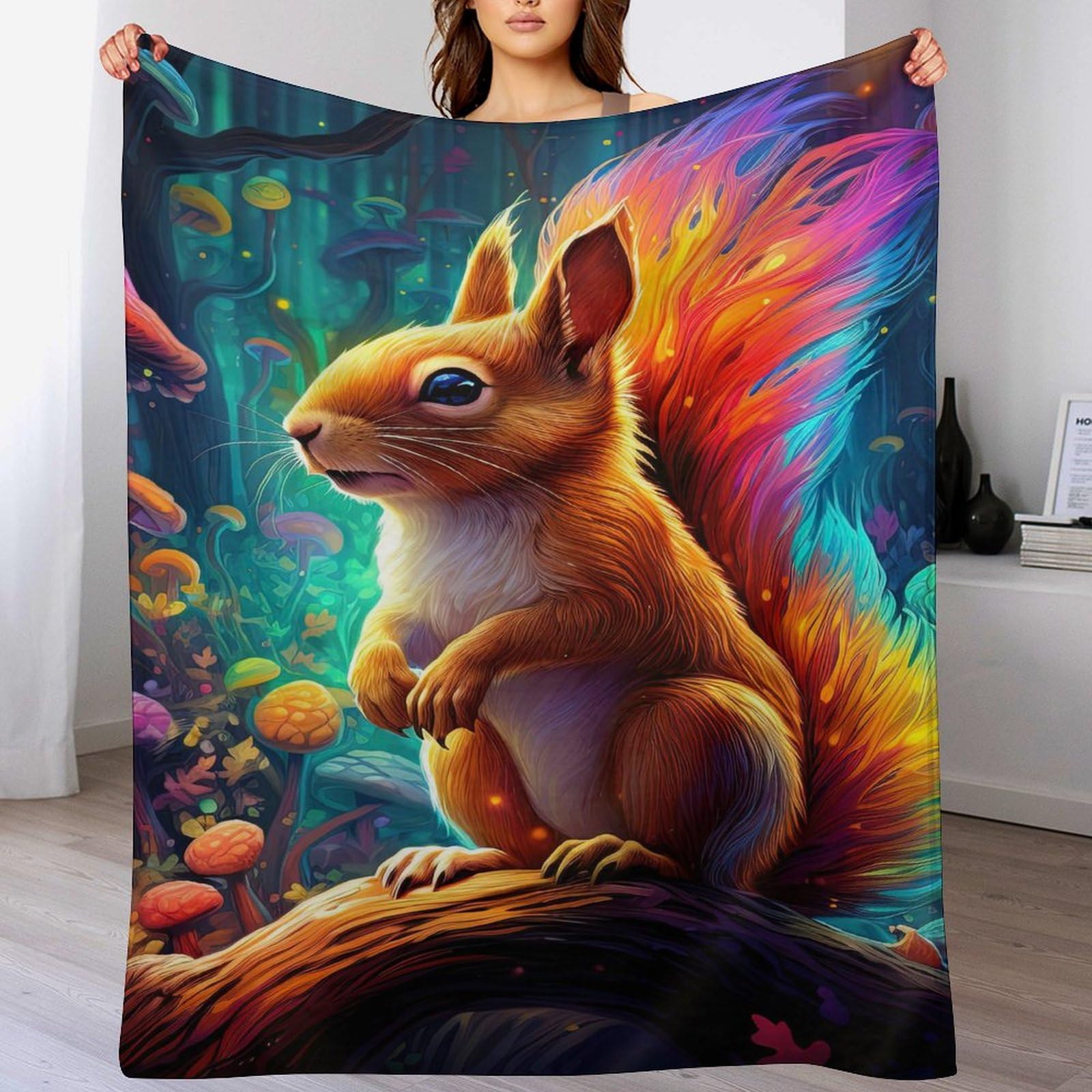 Cute Squirrel Blanket Soft Fluffy Plush Bed Blankets Sofa Blanket, Flannel Blankets for Settees/Chairs/Bed - Lightweight, Warm, Cozy And Durable(150×200cm) — image 1