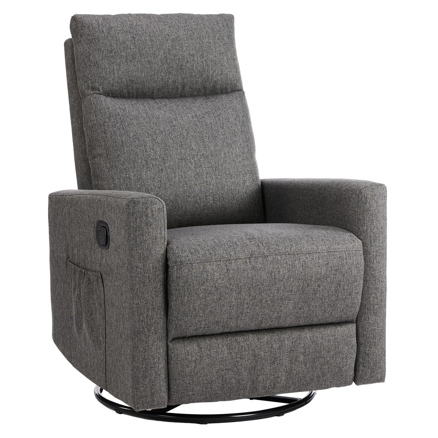 Condition photo showing New/Like New for Swivel Recliner Chair, Glider Rocker Recliner Nursery Massage Chair with Extra Large Footrest, High Back, Upholstered Deep Seat for Living Room Office,Grey