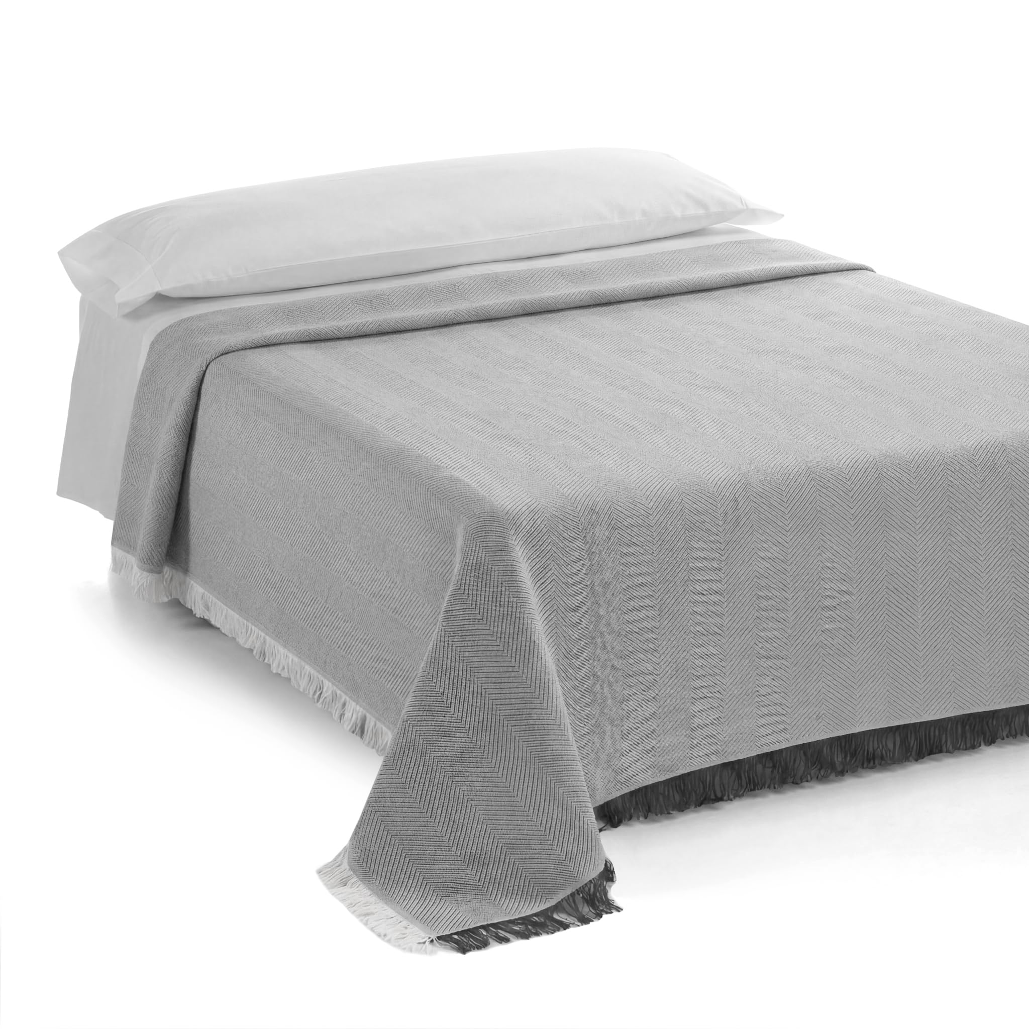 Martina Home Foulard, Tela, Ecru/Grigio, 230x260 cm