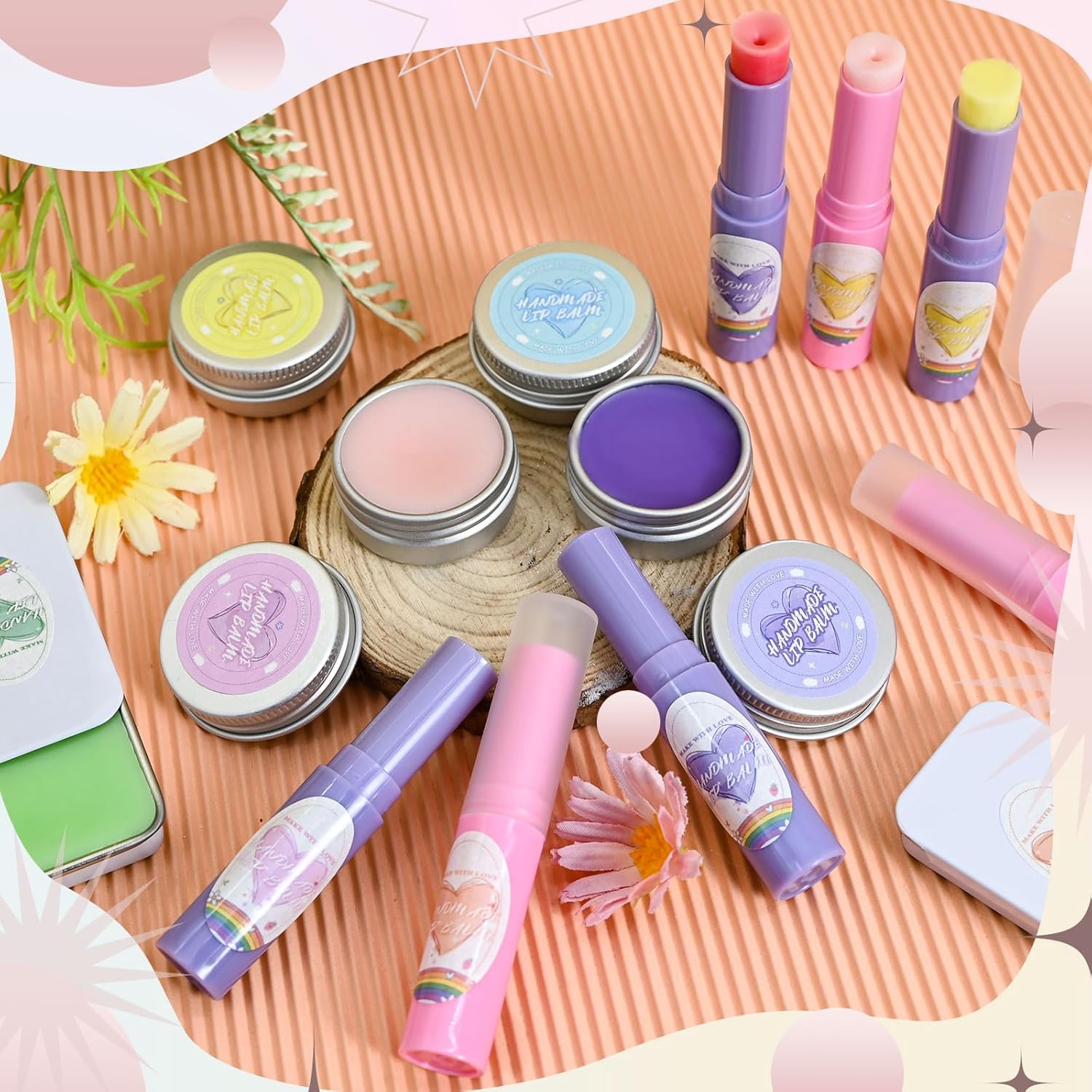 TSVATE Lip Balm Making Kit- Make Your Own Lip Balm for Adults with Shea Butter, Beeswax, Coconut Oil, Moisturizing DIY Lip Gloss Kit, Lip Care Set Christmas Gift for Girls & Women