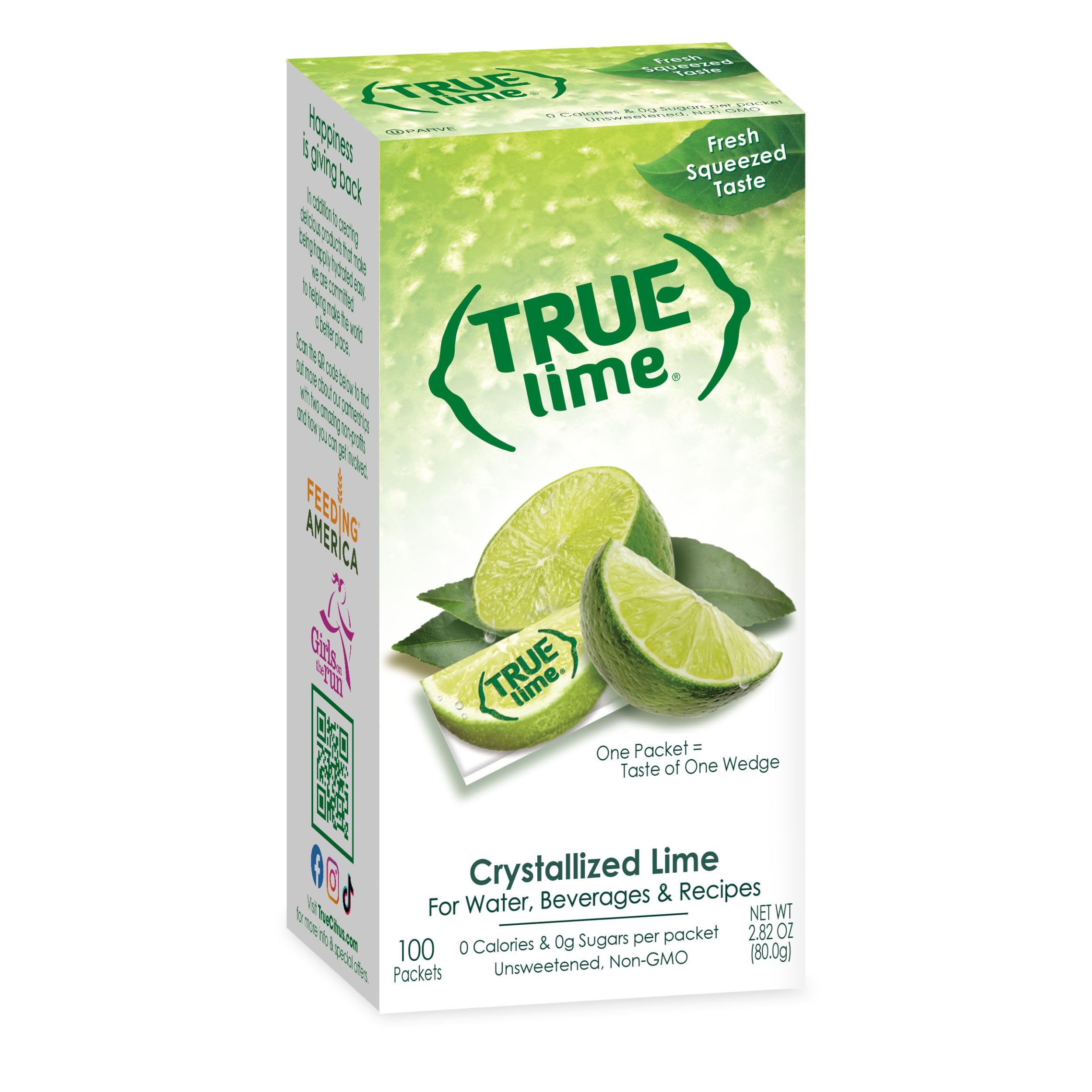 True Lime 100ct (Pack of 1) - Water Enhancer - Bulk Dispenser - 0 Calorie Drink Mix Packets For Water - Sugar Free Lime Flavoring Powder Packets