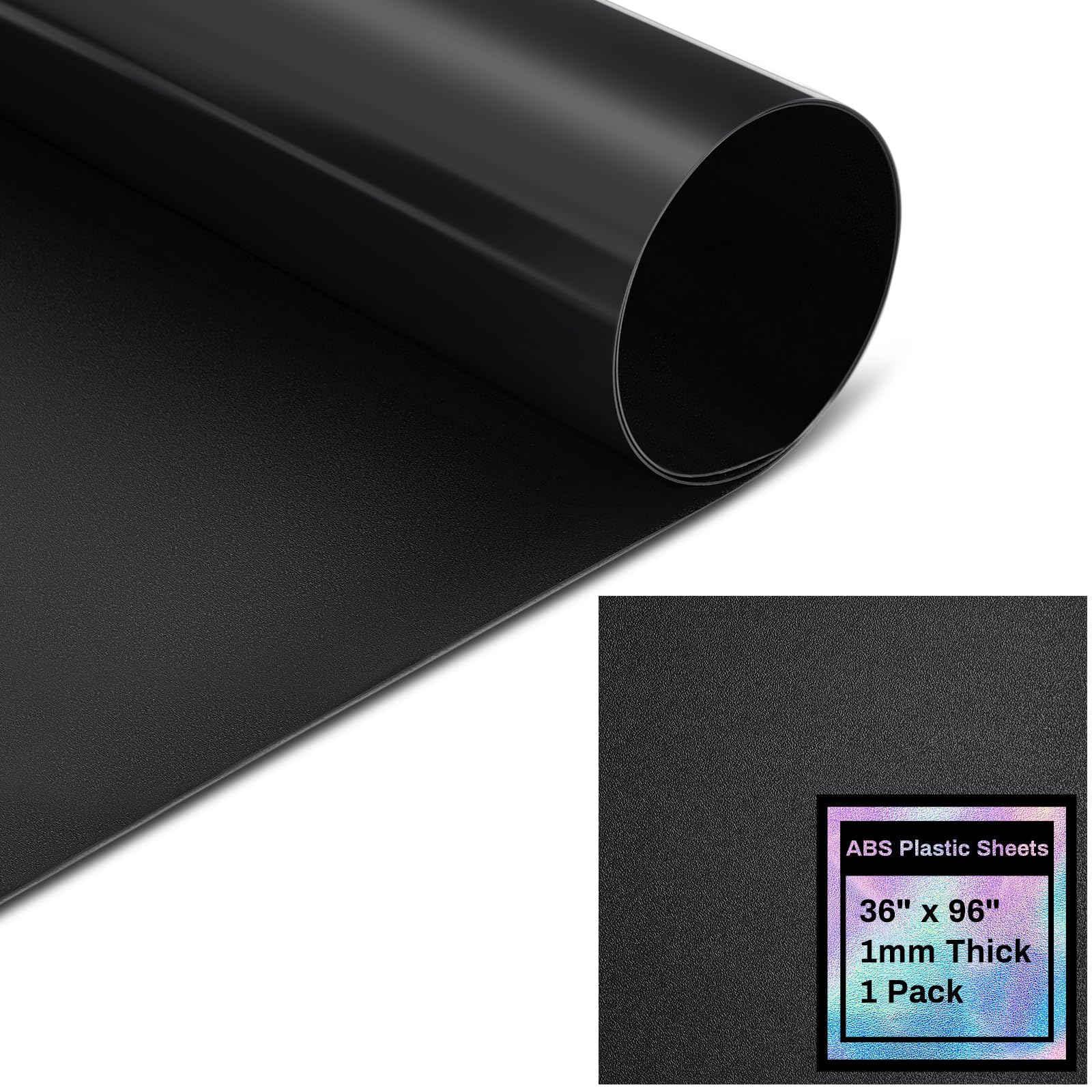 Frienda 1 Pack 36" X 96" X 1mm ABS Black Plastic Sheet Two Sided Textured Thick DIY Materials Flexible Moldable Plastic Panel for DIY Home Decor, Automotive, Industrial, Handcrafts