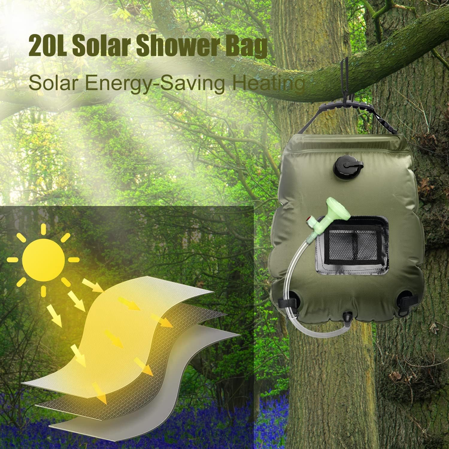 LOMUG Solar Shower Outdoor, 20 L Camping Shower Solar Camping Shower