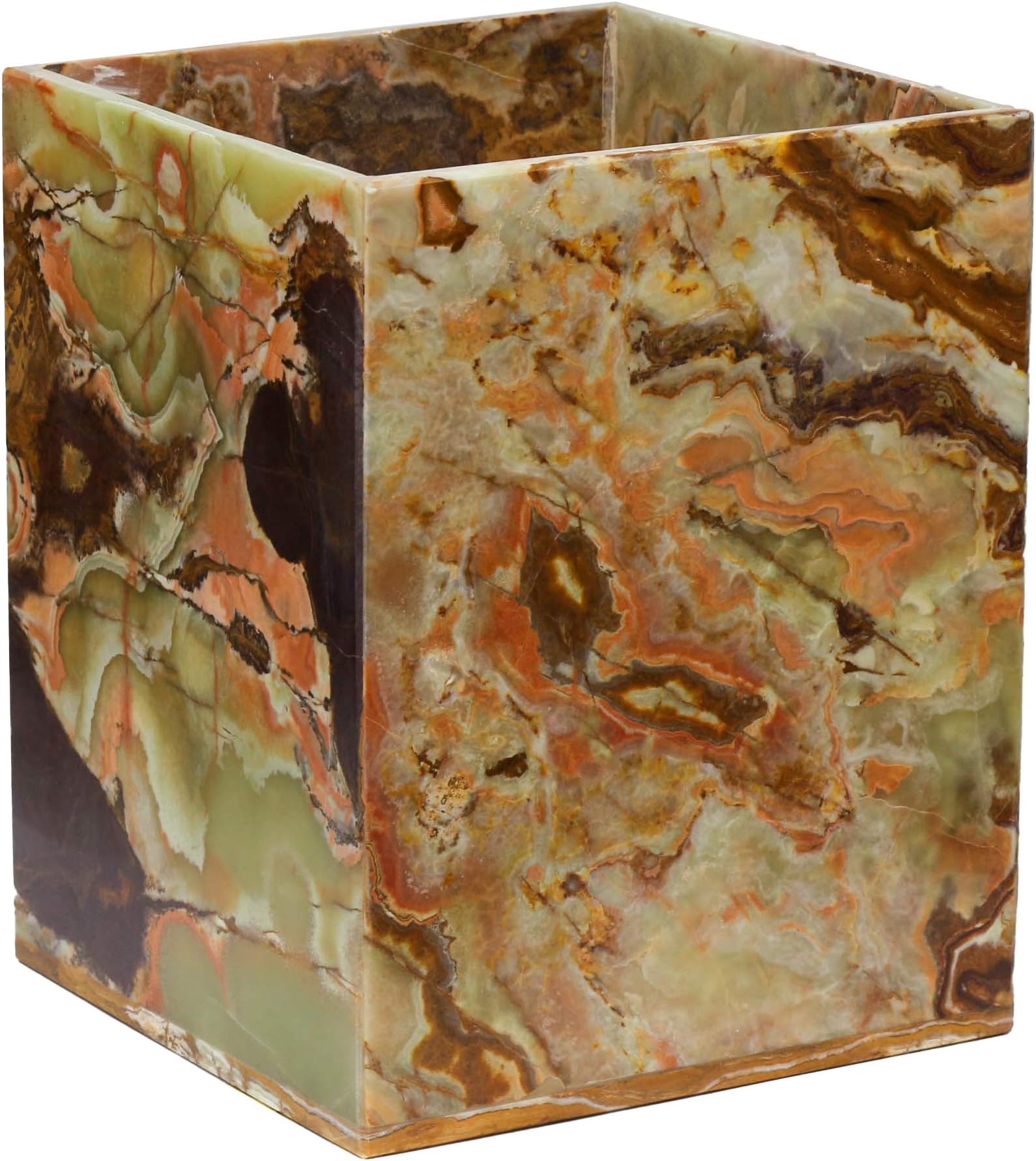 Polished Marble Wastebasket, Pale Green Shower and Bathroom Accessory