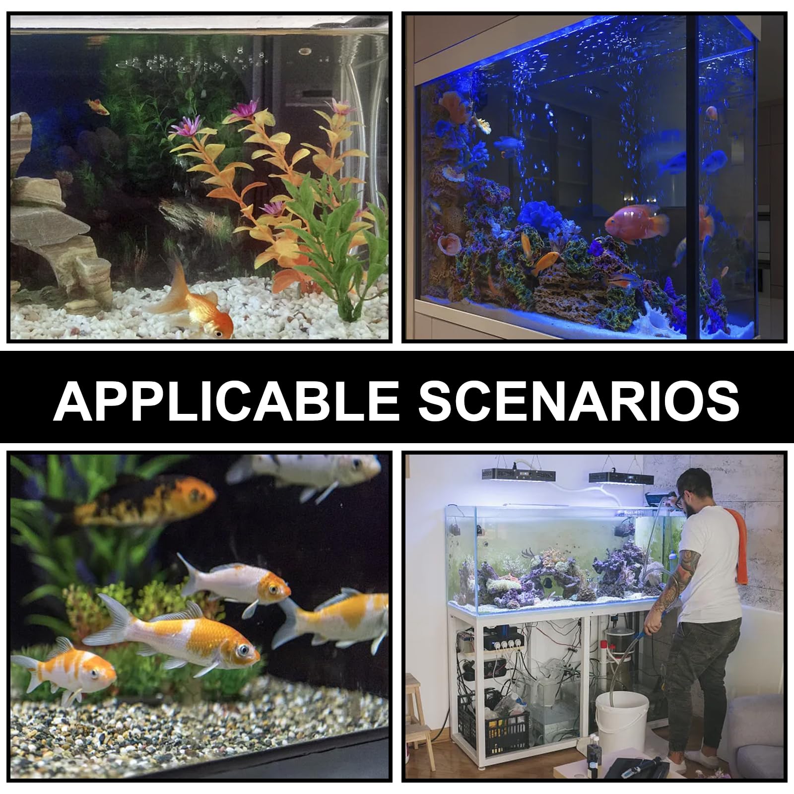 Bomba de aire para acuario de 25 W con 6 salidas, aireador de estanque ajustable, bomba de aireación potente, potente bomba de oxígeno para estanques, hasta 3300 L/H