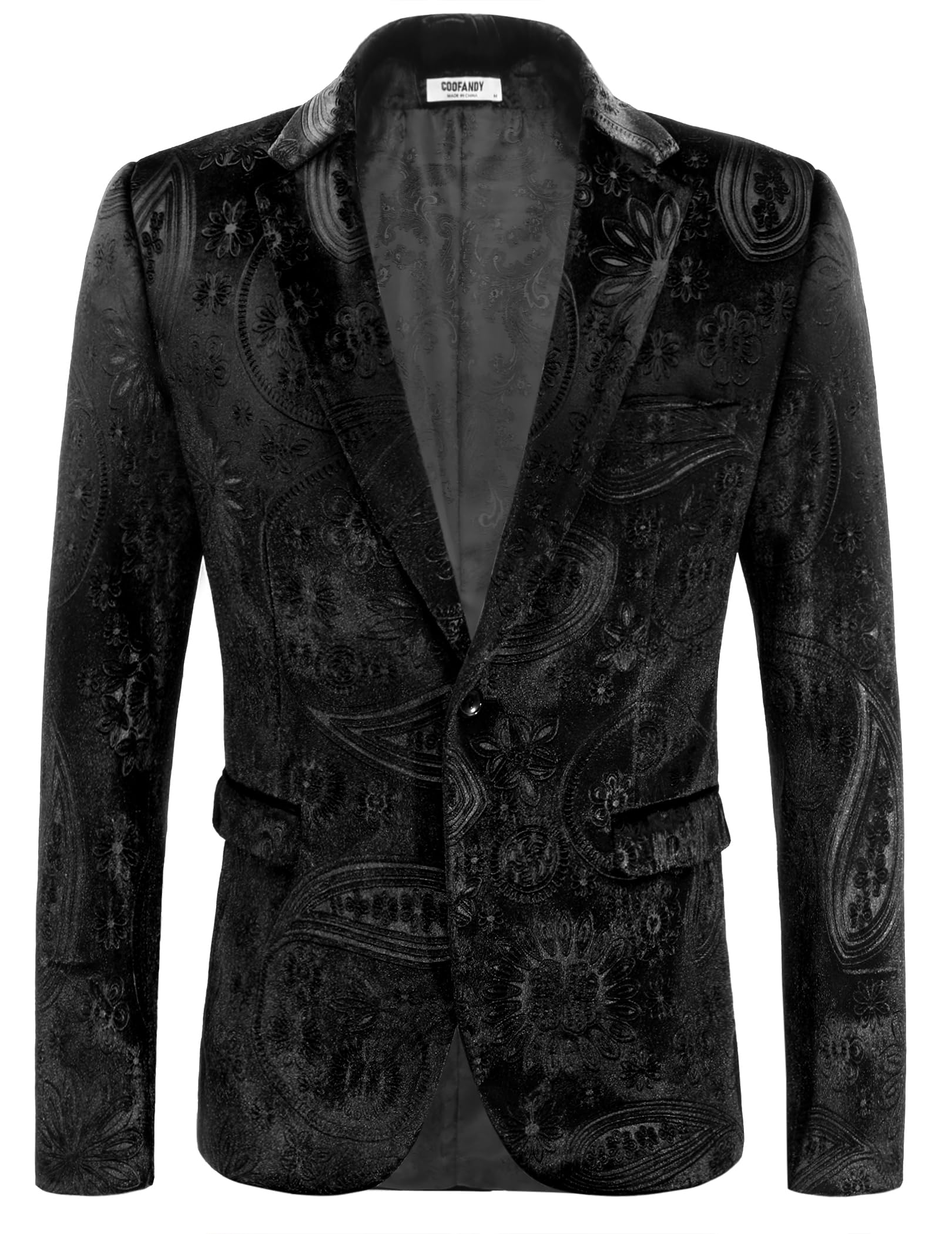 COOFANDY Men's Velvet Blazer Notched Lapel Velour Suit Jacket One Button Tuxedo Jackets for Wedding Prom Party Dinner