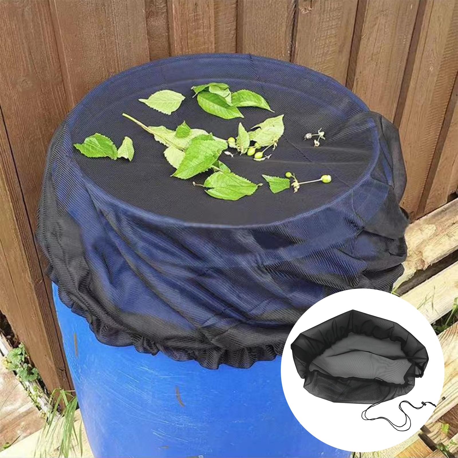 2 Filets Pour Citerne De Pluie 95cm Avec Cordon - Protection Anti-Moustiques Et Feuilles Pour Tonneau