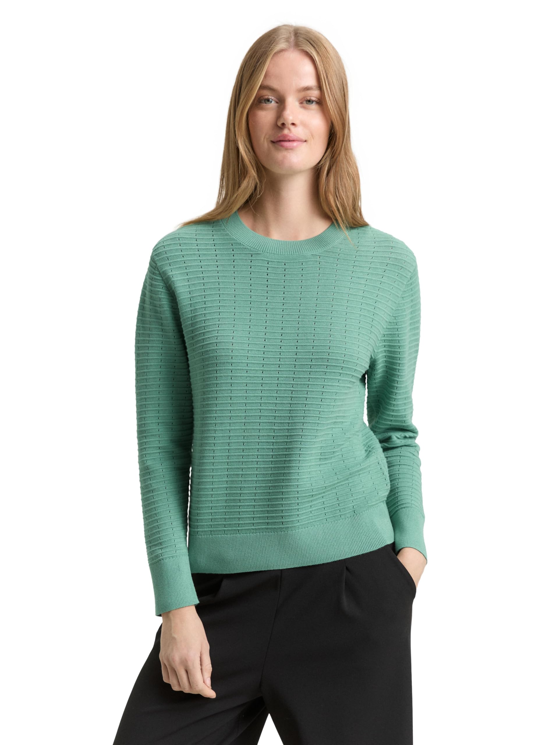 TOM TAILOR Denim Damen Strickpullover mit Rundhalsausschnitt