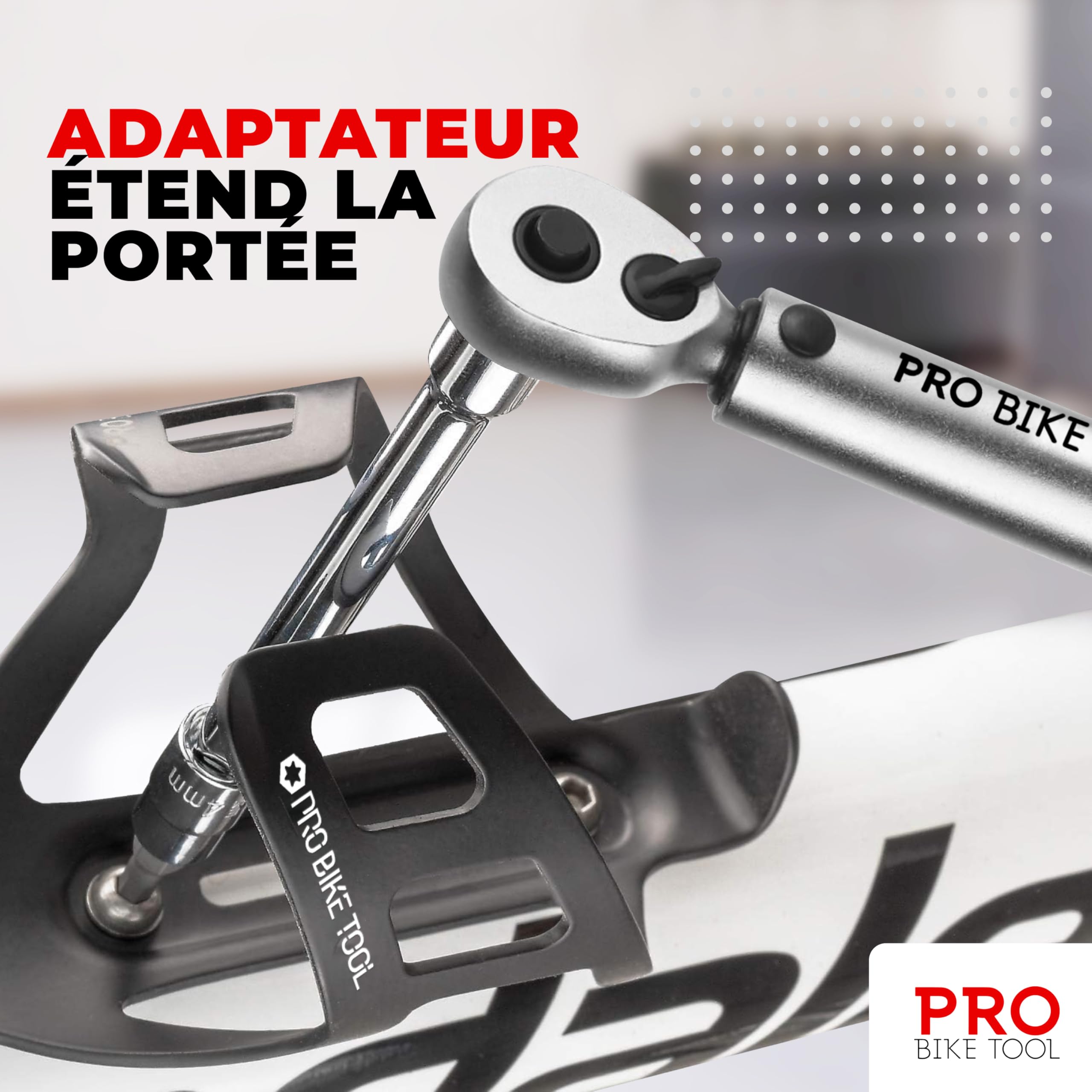 Clé dynamométrique pour vélo et moto, entraînement 1/4" avec cliquet et rallonge, plage de mesure 2 à 20 Nm, outil de précision comprenant clé hexagonale hexagonale et embouts torx pour vélo de route,