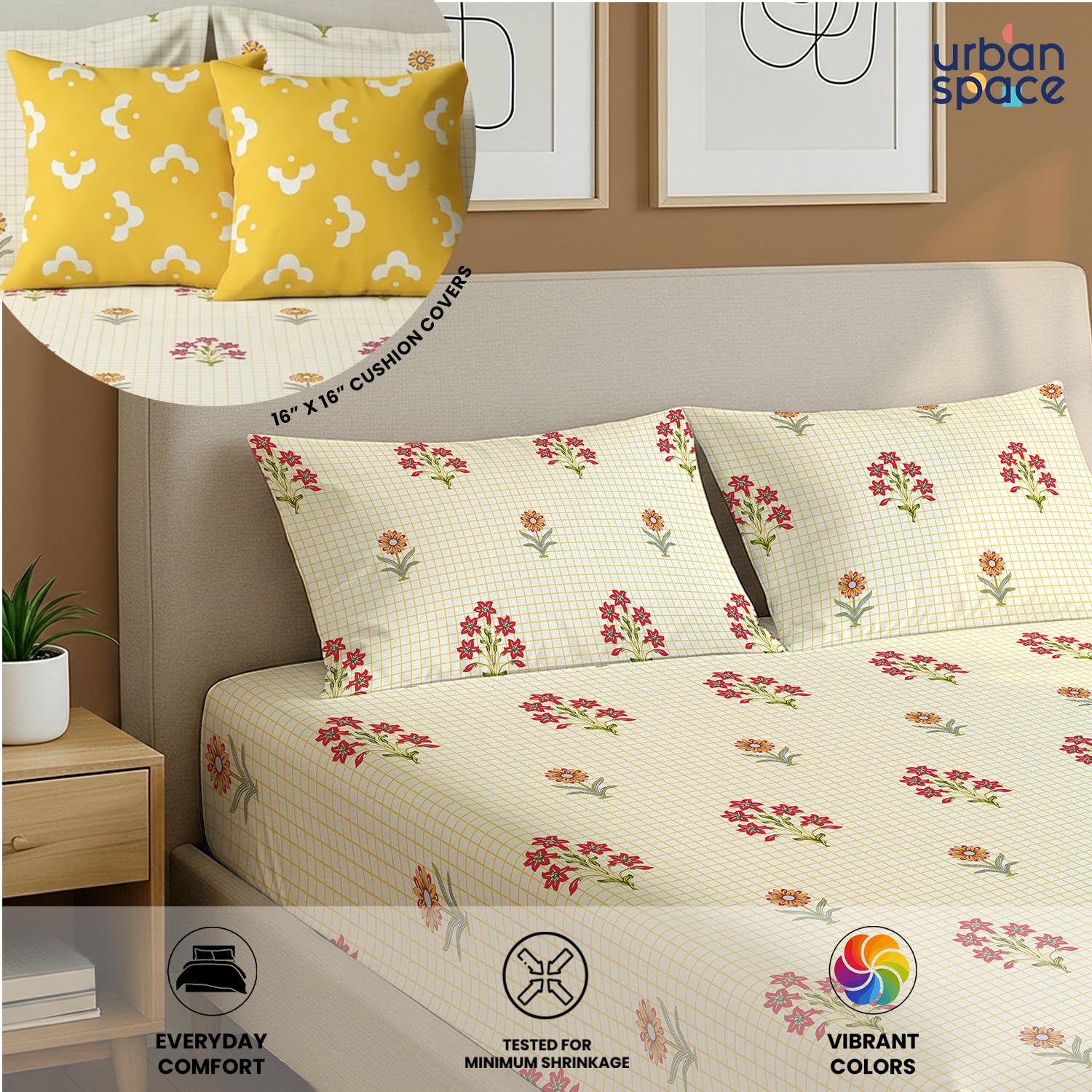 Urban Space Divine Cotton Bedsheet - Queen Size -4 Urban Space Divine Cotton Bedsheet - Queen Size -4