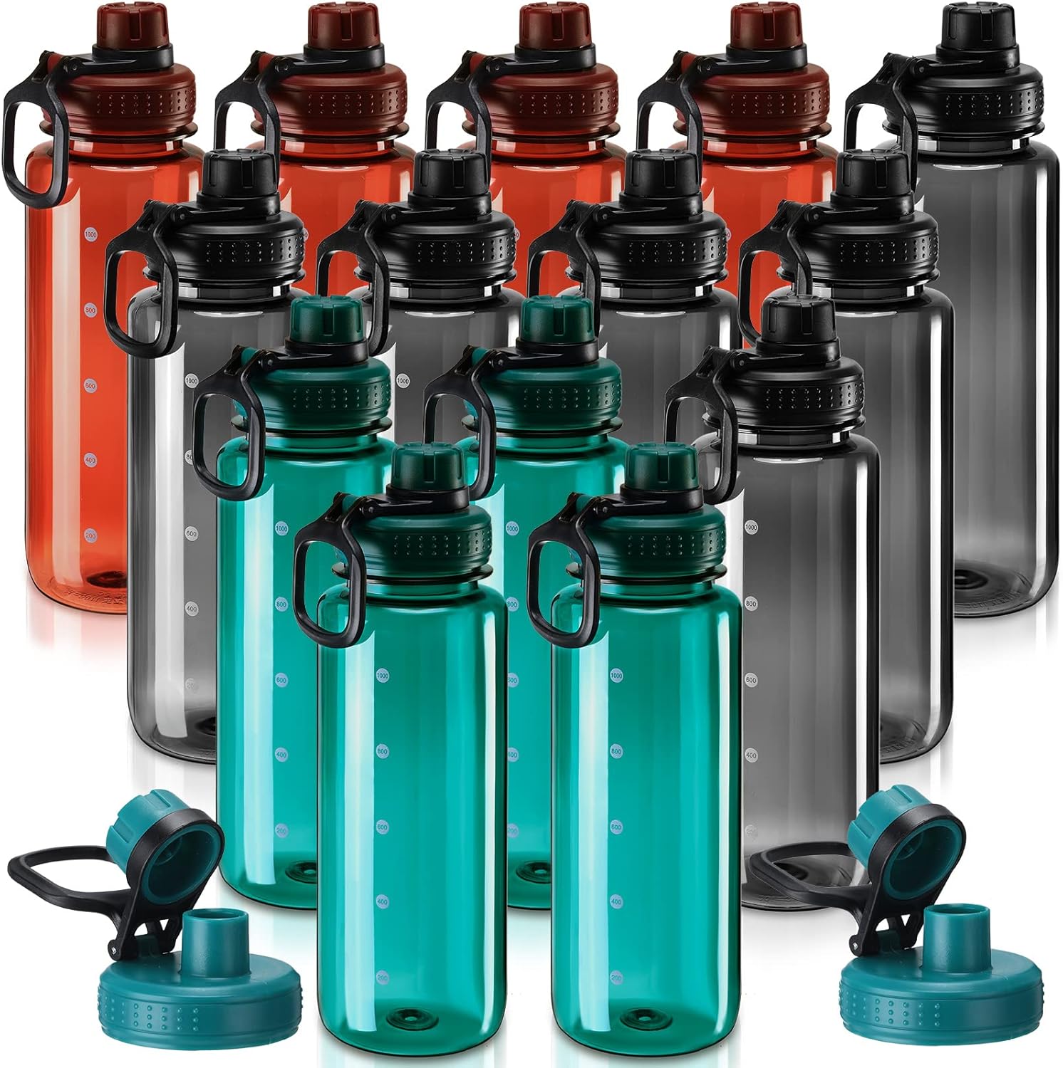 14 Pcs 32 oz Plastic Water Bottles Bulk Large Sports Water