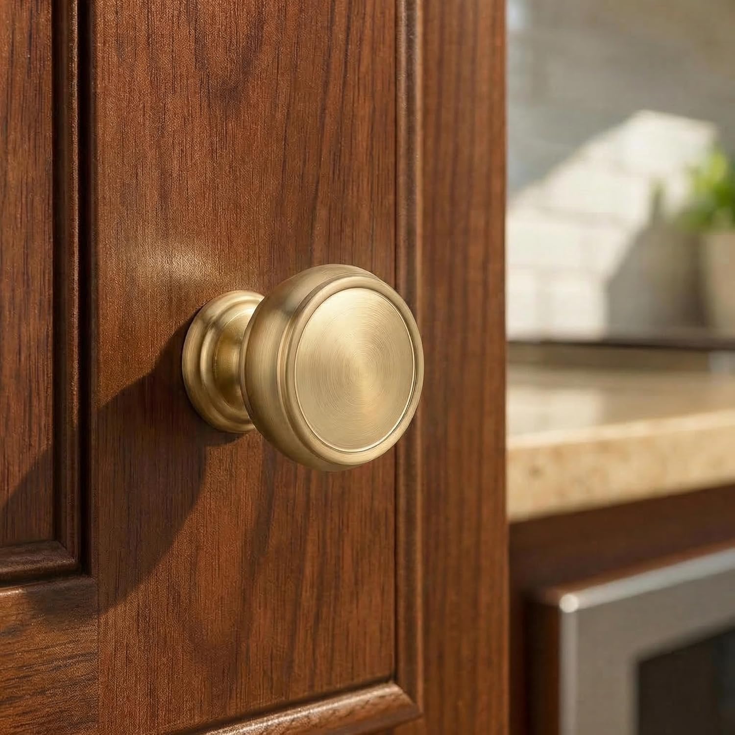 10 Pack Champagne Bronze Cabinet Knobs, 1-1/4 Inch Modern Furniture Hardware Zinc Alloy Knob, Single Hole Hardware Handles Kitchen Cabinet Dresser Knob, Drawer Knobs