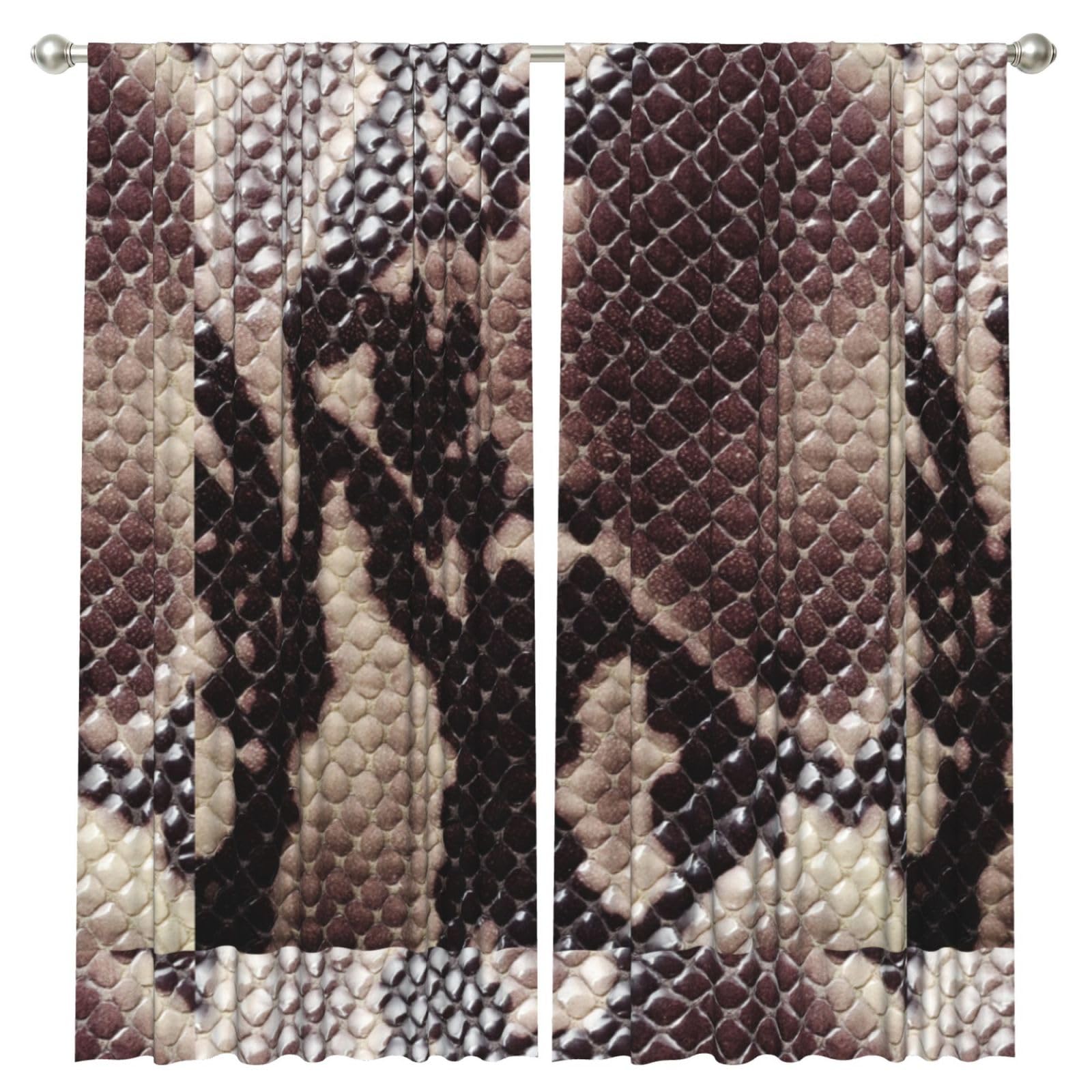 InOmak Snake Skin Texture, 2 Panels Window Curtains 52 x 84 Inch Blackout Curtains for Living Room Bedroom