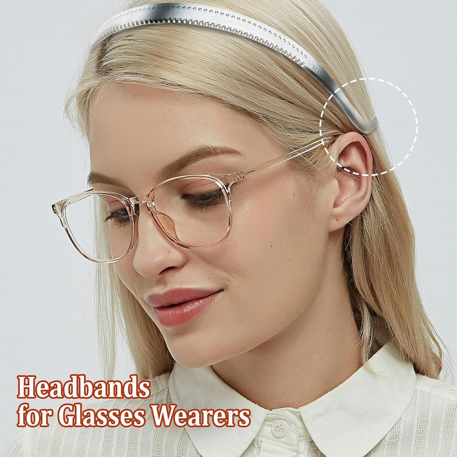 6 Pack No Pressure Headbands for Women, Sunglasses Headband for Glasses Wearers, Non Slip Thin Plastic Hair Bands with Teeth, Fashion Head Band for Women (Earth Color)
