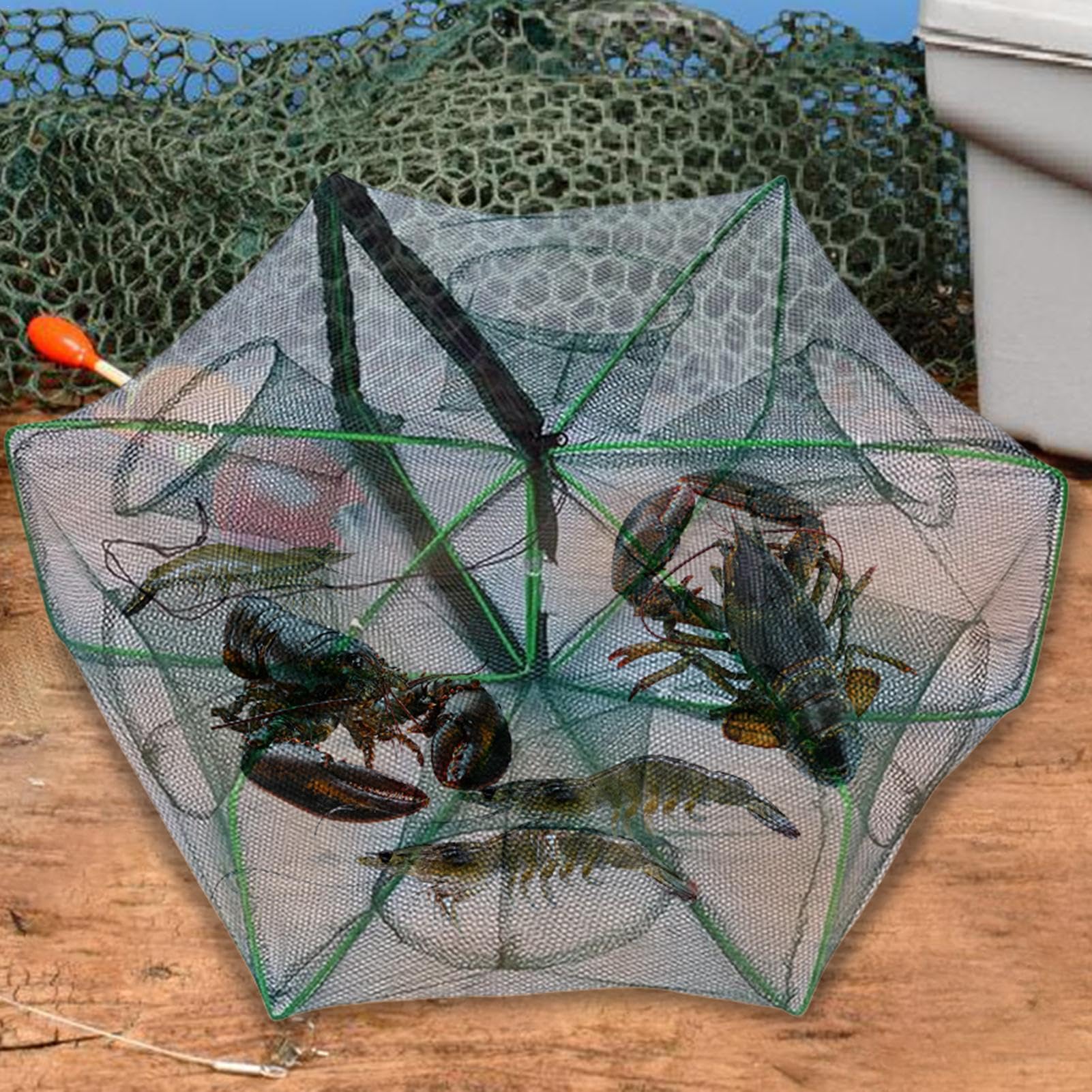 Fishing Portable Plié Filet De Pêche - Piège Crevette Écrevisses Crabe