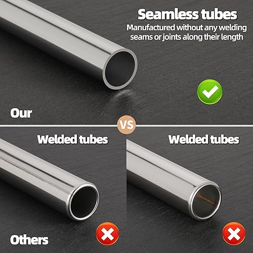 Miniatura 3 de Tubo recto de acero inoxidable de 11.811 in x 12 pulgadas, 4 piezas, tubo de escape de bricolaje, grosor de pared de 0.039 in