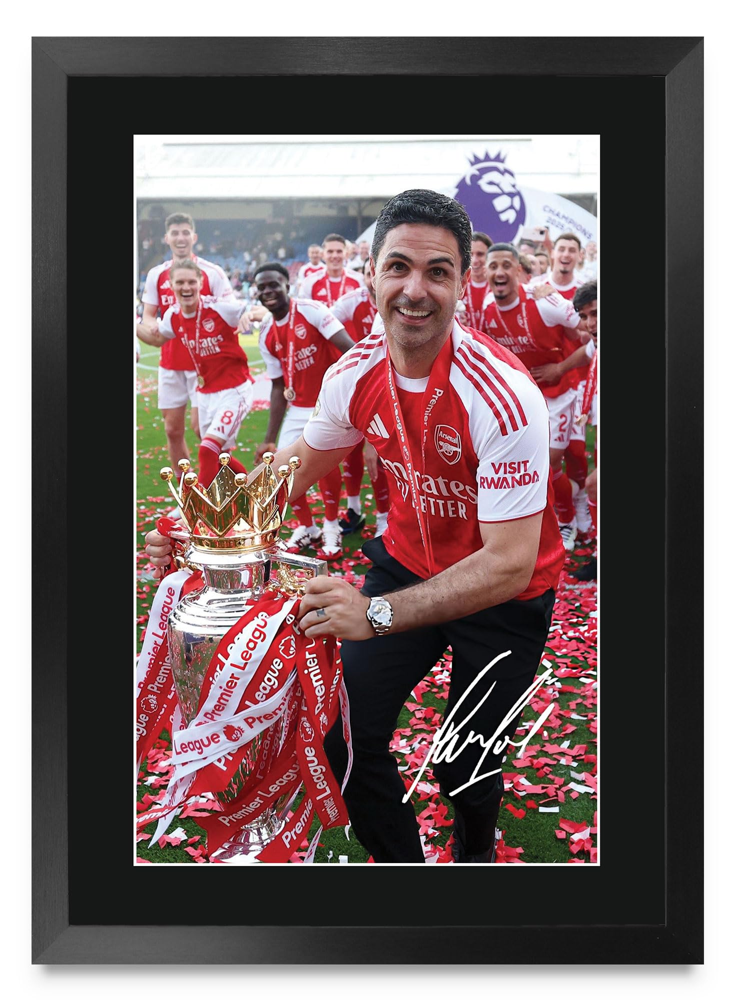 HWC Trading Mikel Arteta Arsenal Winners Gifts Printed Signed Autograph Picture for Football Fans and Supporters - A3 Framed (ID-009343)