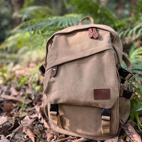 Miniatura 7 de AUGUR Mochila de lona para hombre, estilo casual, estilo vintage, mochila para laptop, mochila para viaje de 15.6 pulgadas, mochila de senderismo,