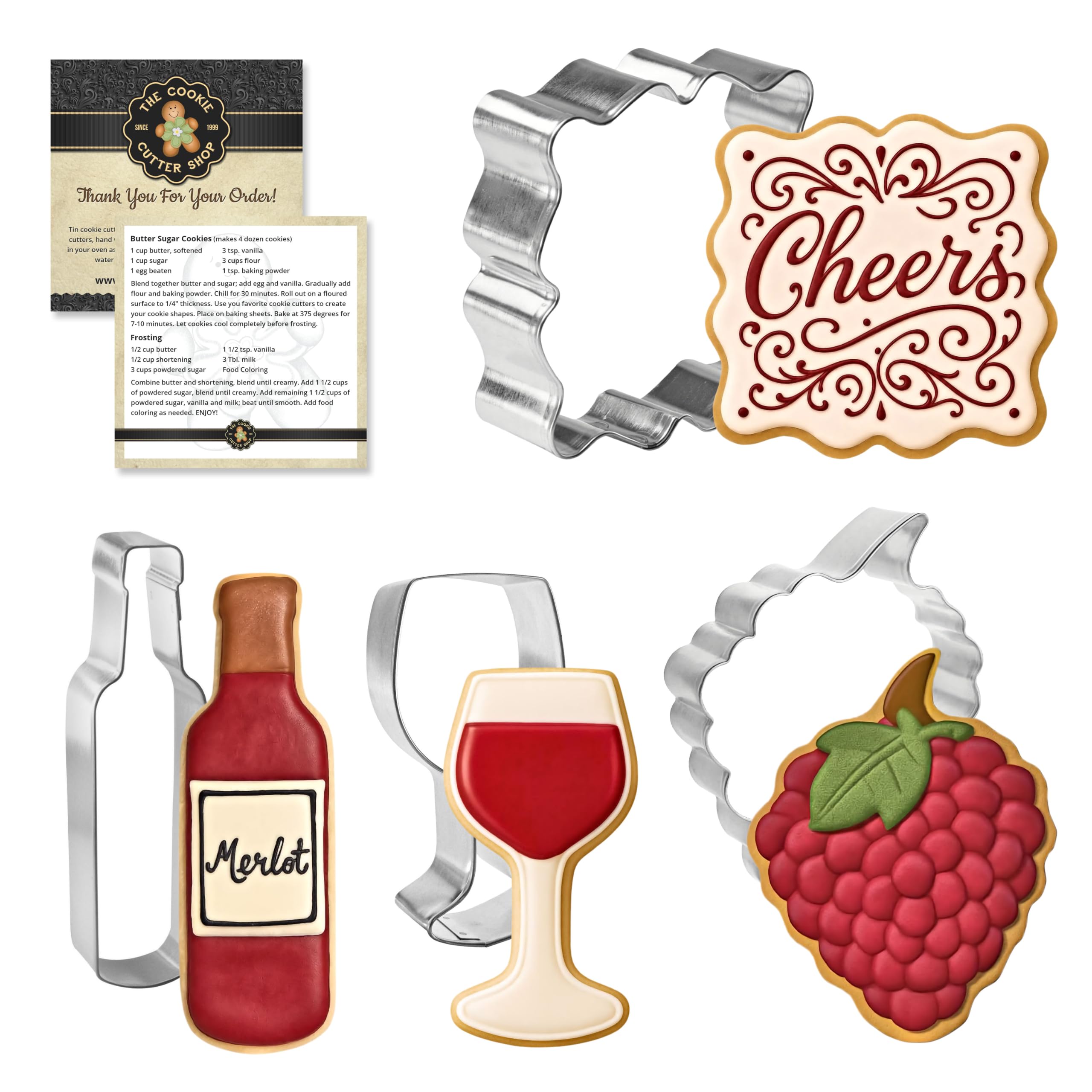 Juego de cortadores de galletas de vino (4 unidades)