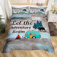Vista 13 de Erosebridal Juego de funda de edredón rústica para cabaña, cámper, tamaño individual, para literas de caravana, funda de edredón para campamento