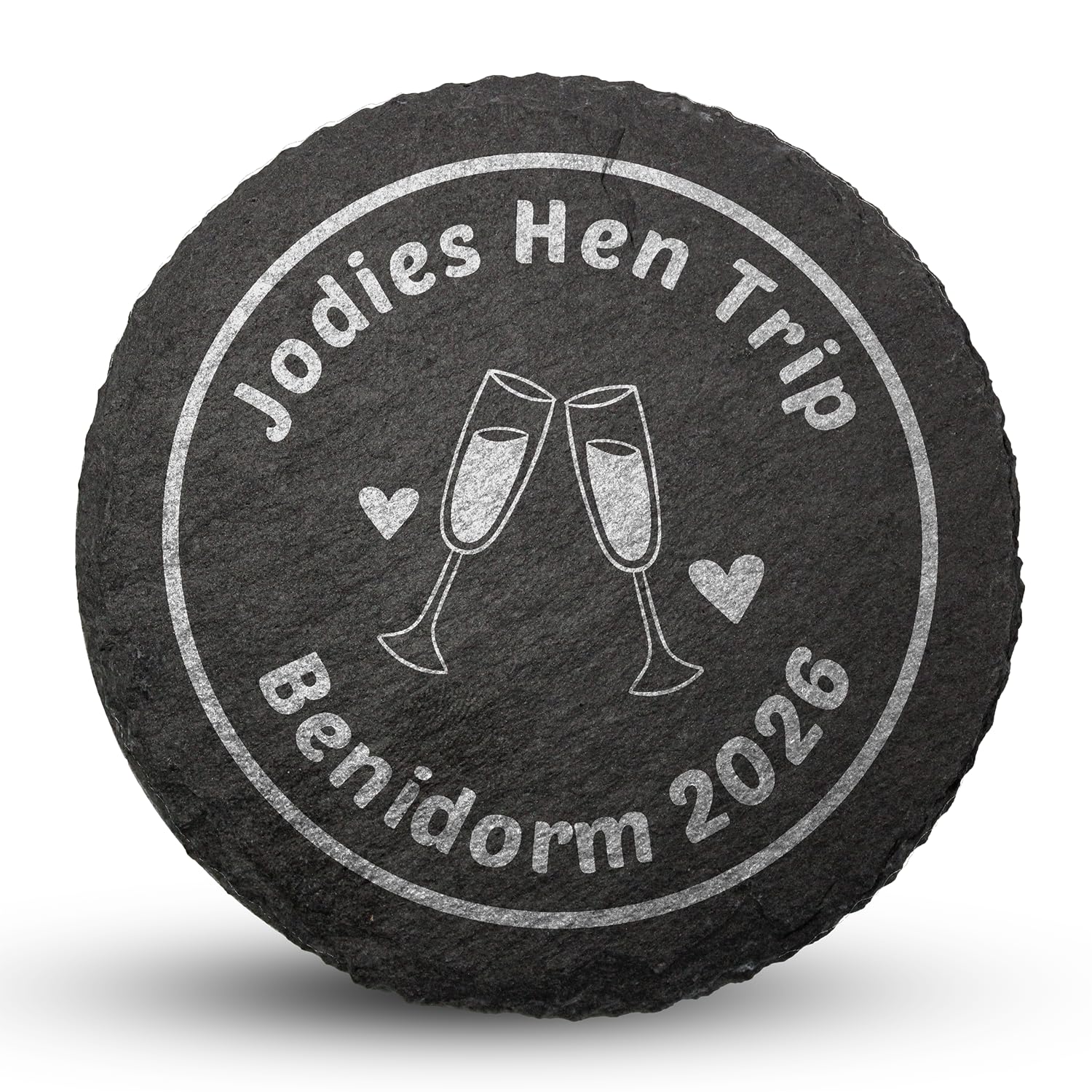 1 Personalised Customised Text Image Choice Occasion Brew Engraved Circular Slate Drinks Coaster Gift Present 100mm diameter Primary Teaching Services (Natural Finish)