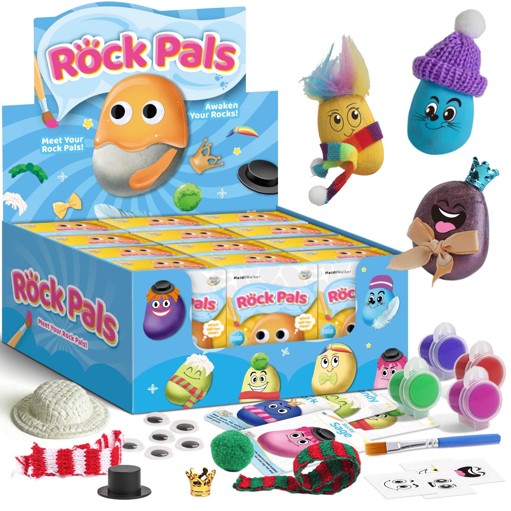 Gamerside Kids Rock Painting Kit, Cute Rock Pals DIY Craft Set, Art Painting Stones with Decorations, Creative Handmade Activity Gifts, Birthday Party Favors Classroom Crafts for Boys Girls Ages 6-12