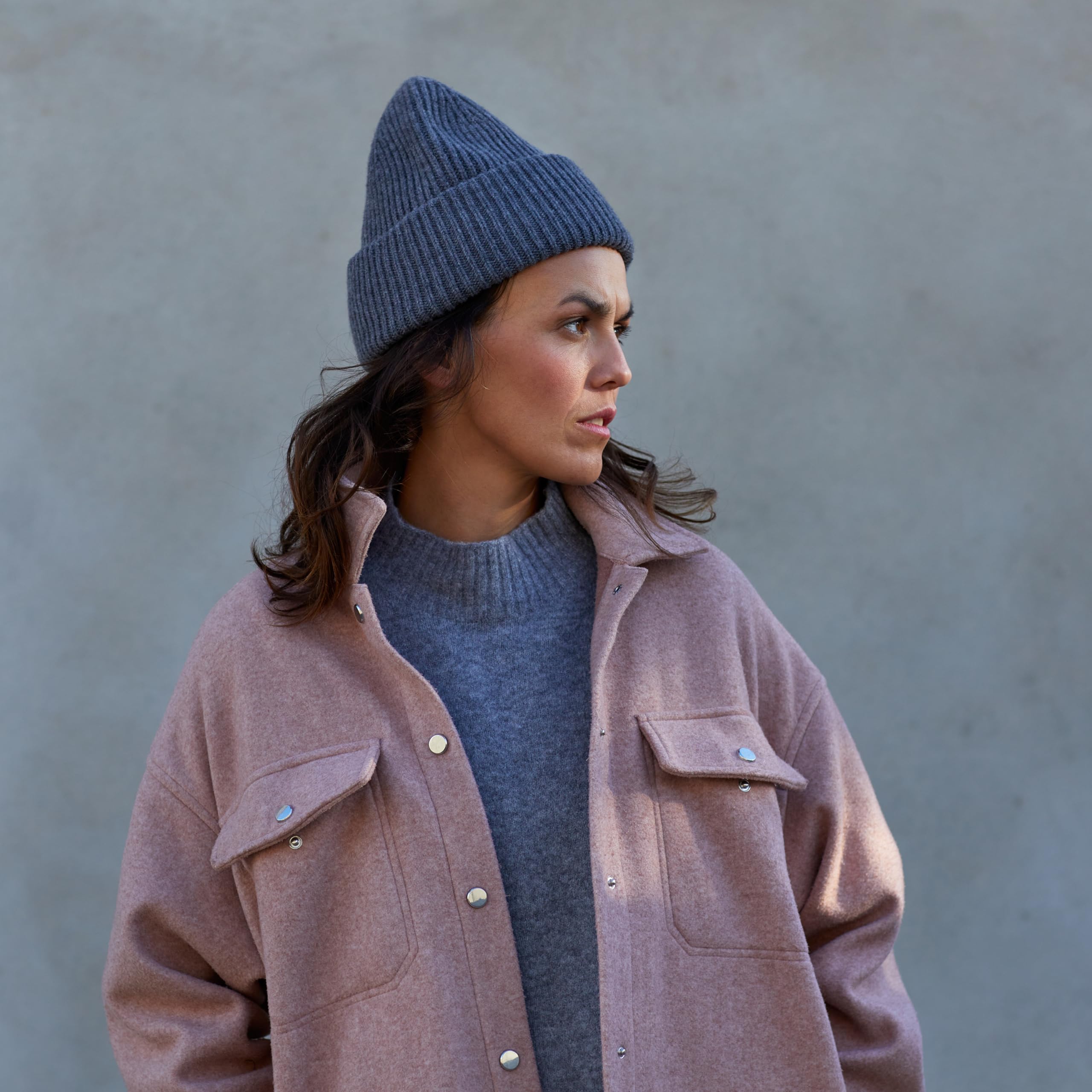 Enter the Complex® Berretto oversize, berretto da donna e uomo, made in Italy, 100% lana merino finissima, a costine