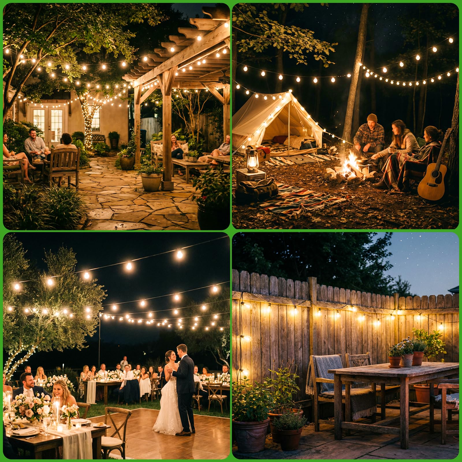 Catena Luminosa Esterno Giardino Solare - Luci da Esterne 15M/50FT Solari Dimmerabile Impermeabile con LED G40 Lampadine per Esterne Illuminazione Gazebo Patio Balcone