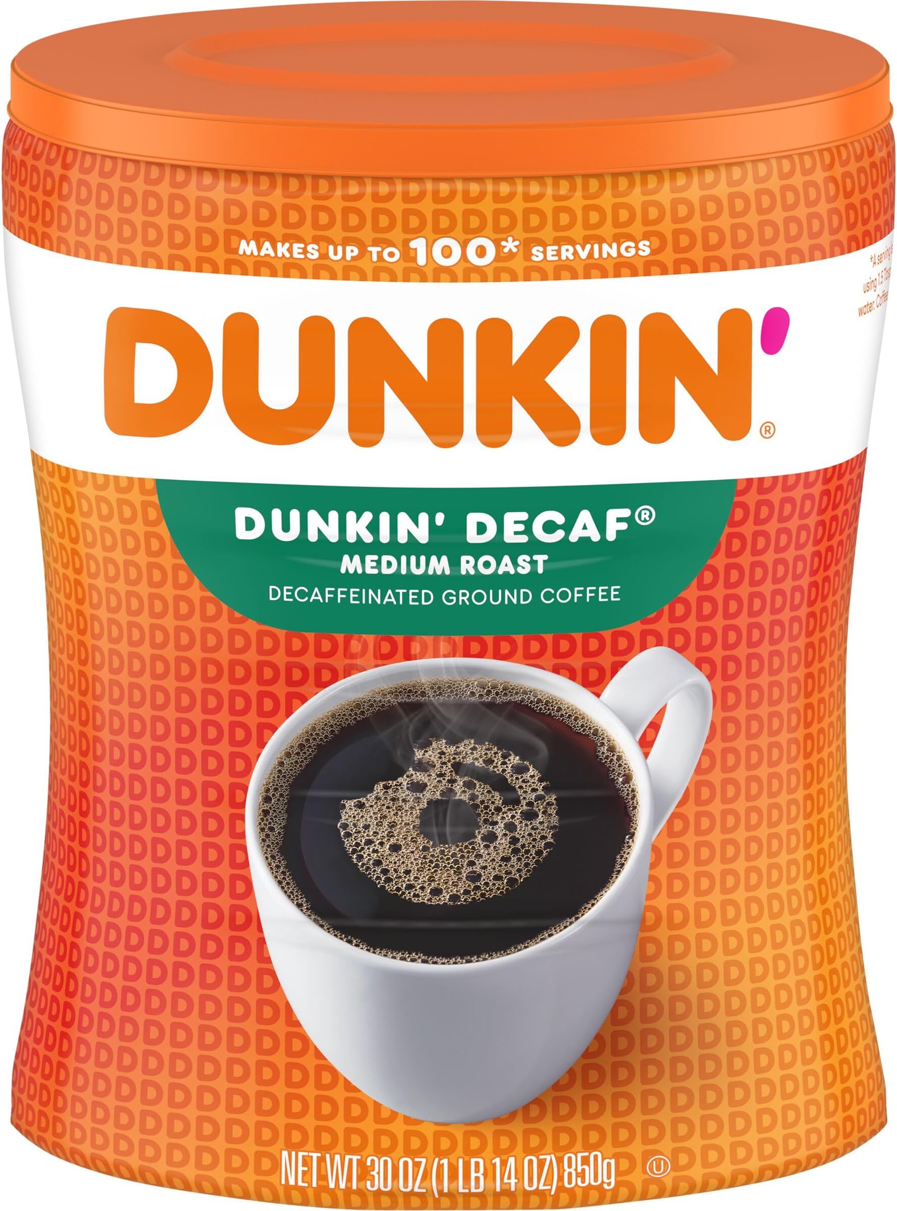 Dunkin' Donuts Decaffeinated Ground Coffee, Medium Roast