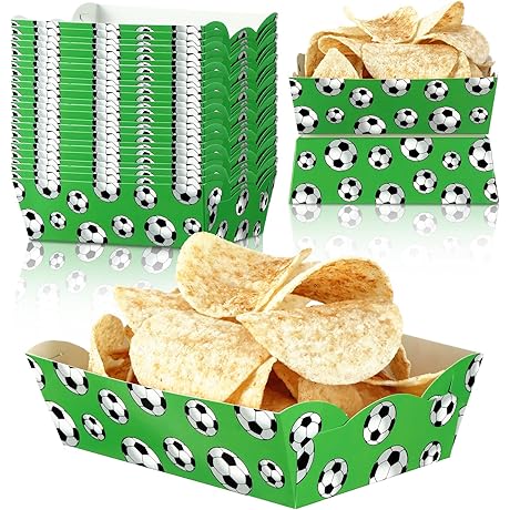 Soccer-Themed Paper Food Serving Trays for Party Celebrations
