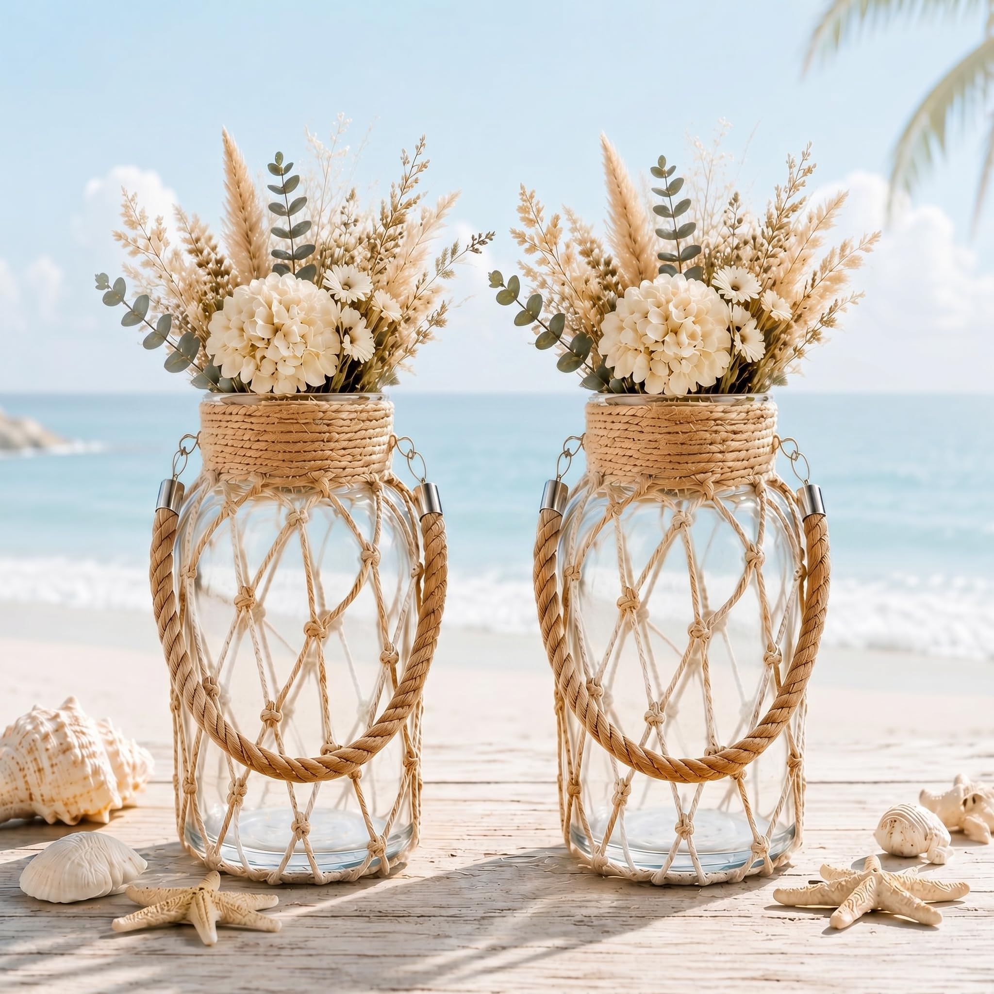 Amazon.com: Sabary Set of 2 Coastal Glass Vases 8 x 4 Inch Dry