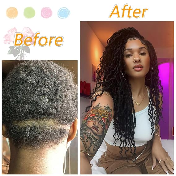 Pre-Looped Goddess Locs Crochet Hair 10 in, 8-Pack Faux Locs Curly Ends 1B | Crochet Locs for Black Women, Pre-Looped Easy Install, 10 #1B Black, 104 Strands, Lightweight Soft Synthetic, Odor Free