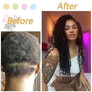 Pre-Looped Goddess Locs Crochet Hair 10 in, 8-Pack Faux Locs Curly Ends 1B | Crochet Locs for Black Women, Pre-Looped Easy Install, 10 #1B Black, 104 Strands, Lightweight Soft Synthetic, Odor Free