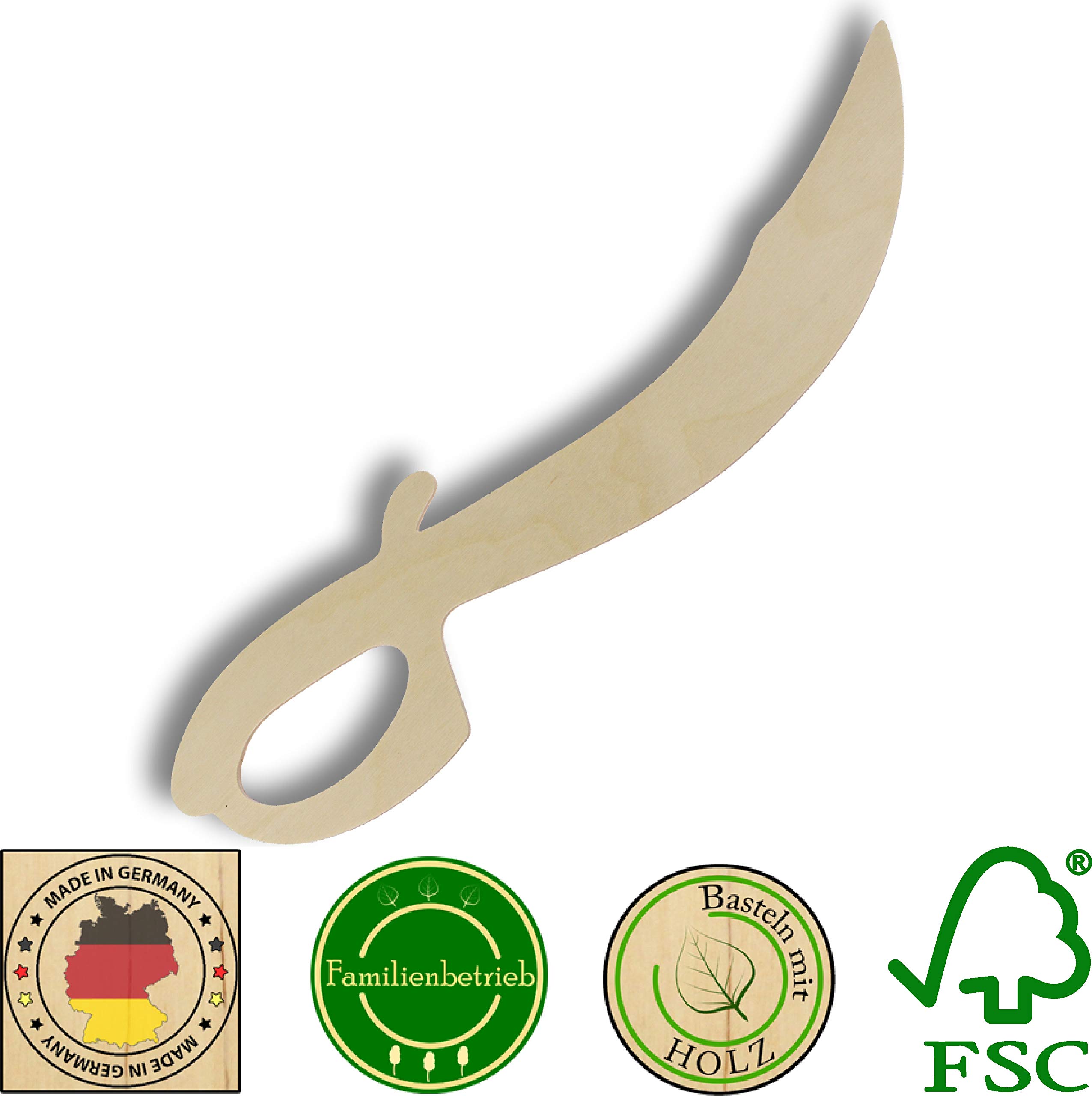 Herr Bo & Co 10x Piratensäbel aus 3mm Birkensperrholz, Natur, zum Selbergestalten