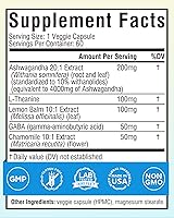 Vista 2 de Terranics Ashwagandha - Suplemento de L-teanina para aliviar el estrés, combinado con GABA, bálsamo de limón, extracto de flor de manzanilla, sin