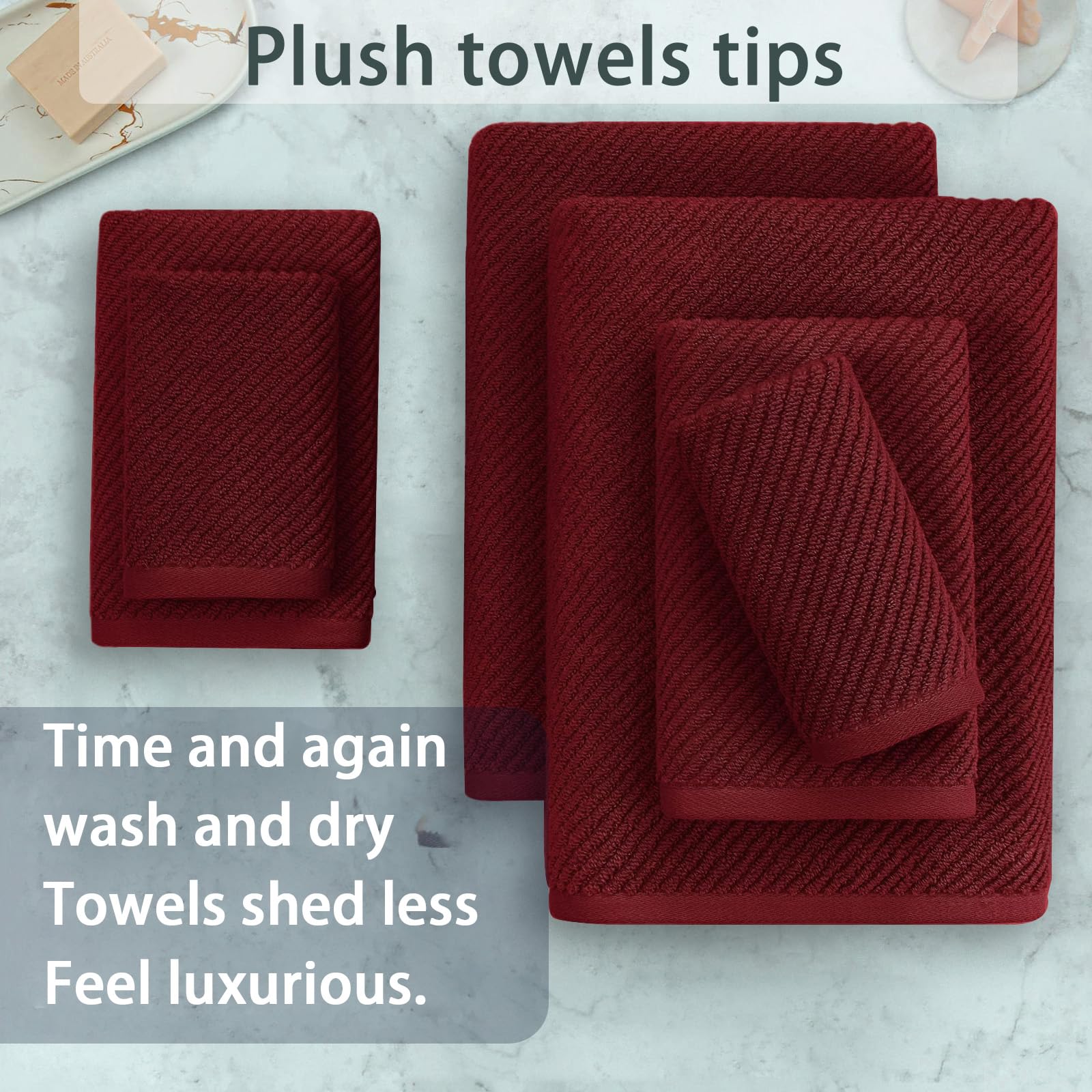 Amazon.com: VOOVA & MOVAS Burgundy Towel Set - 100% Cotton