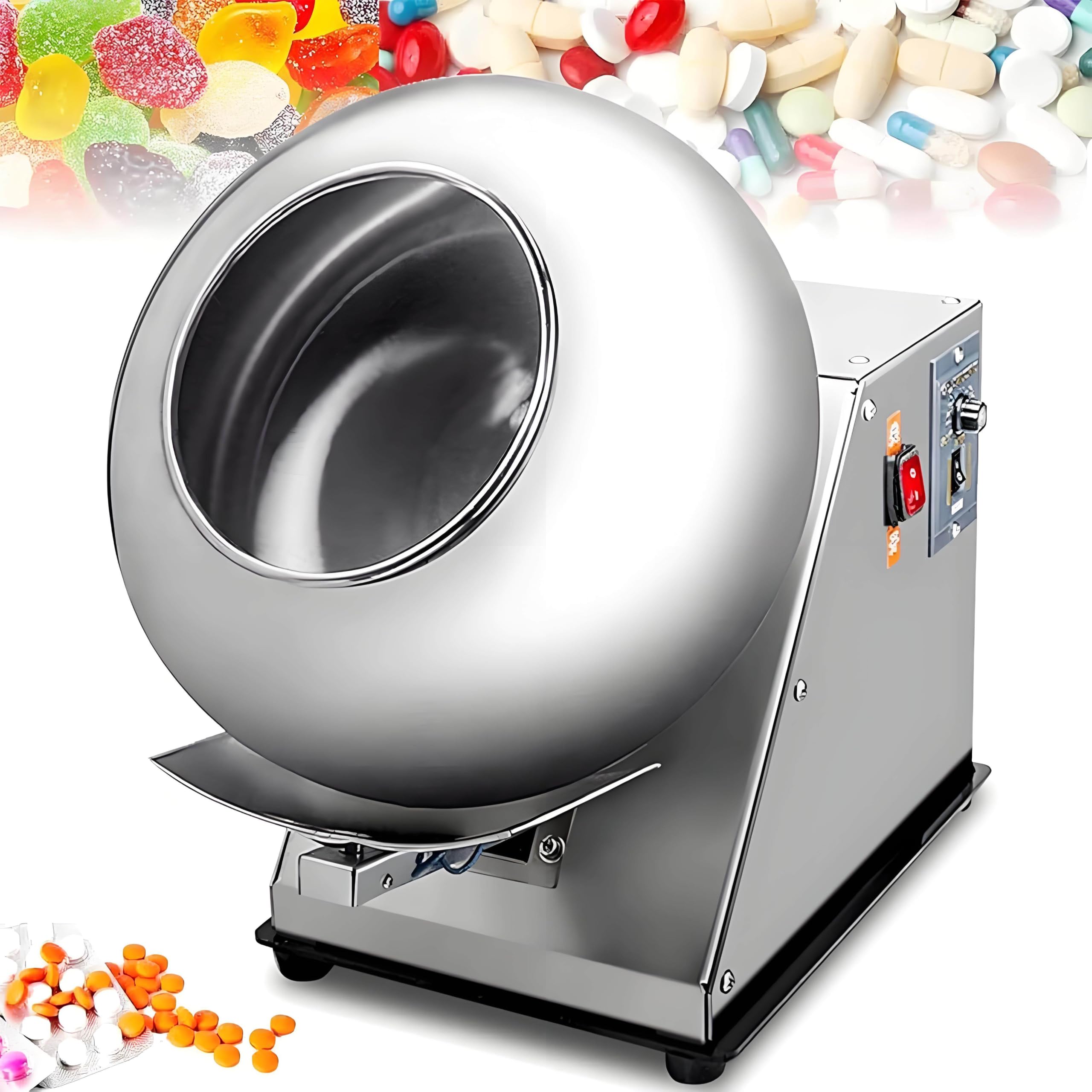 LJLYYDS Electric Sugar Coating and Chocolate Polishing Machine, Sugar Coating Machine, Small Commercial Mini Chocolate Panning Machine, for Sugar, Chocolate, Peanut Nut Etc