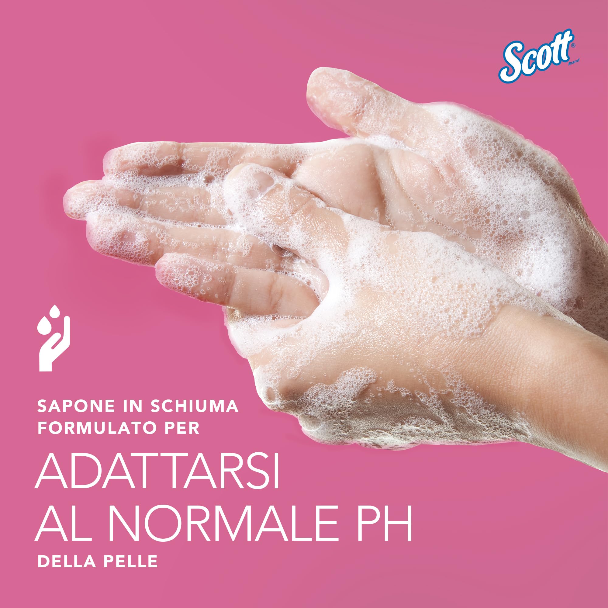 Scott Essential Detergente per Mani in Schiuma 6340, Sapone idratante leggermente profumato, 2.500 Erogazioni per Flacone, totale 6 l