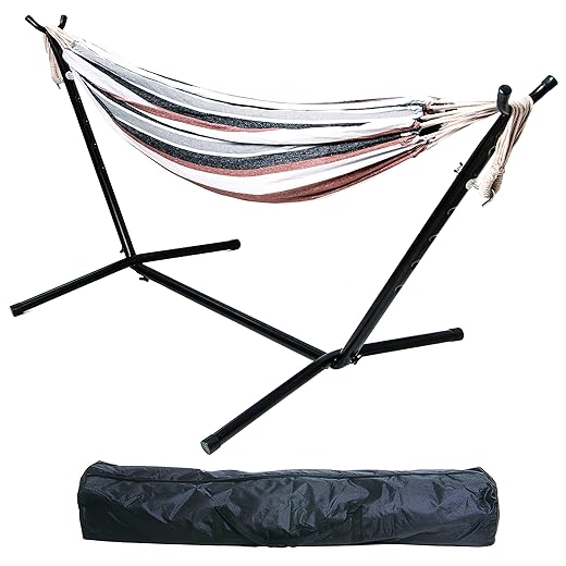 BalanceFrom Double Hammock with Space Saving Steel Stand and Portable Carrying Case, 450-Pound Capacity