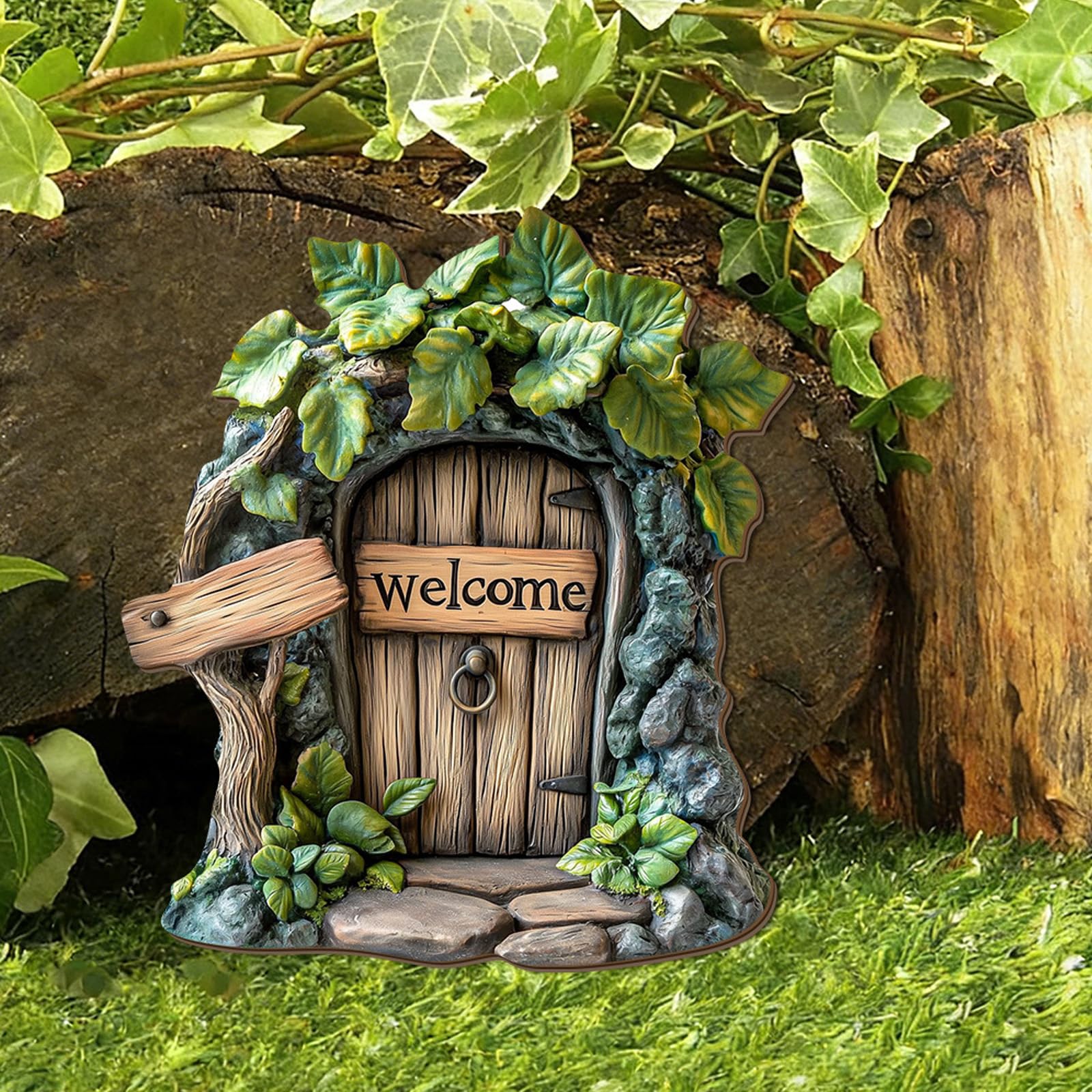 6 Pezzi Porte di Legno Delle Fate, Porticina Elfo Dell'Albero Del Giardino Delle Fate, Decorazione Giardino Miniatura 2D con Porticina Elfo Albero, Accessorio Artistico per Esterni Casa