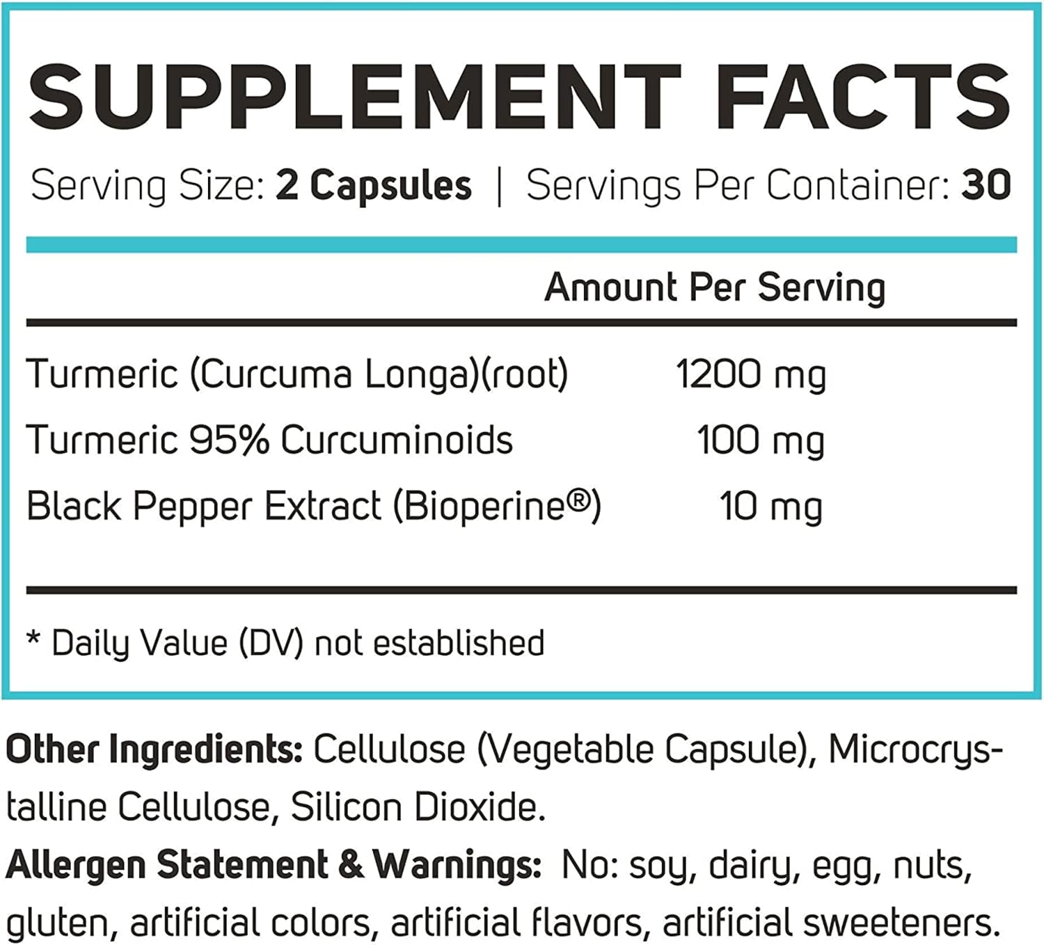Turmeric Curcumin with Black Pepper Extract 1200mg - Joint Health - 95% Standardized Curcuminoids - Vegan Joint Support Supplement - 60 Turmeric Capsules with BioPerine