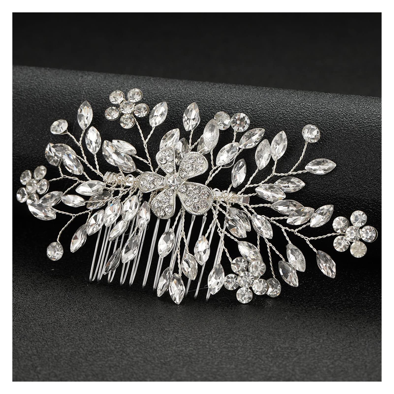 Diamond Flower Hair Rhinestones Clear Bossom Women Women Wedding Proms Party Fiesta de Baile Joyería de Cristal (Metal Color : As Show)