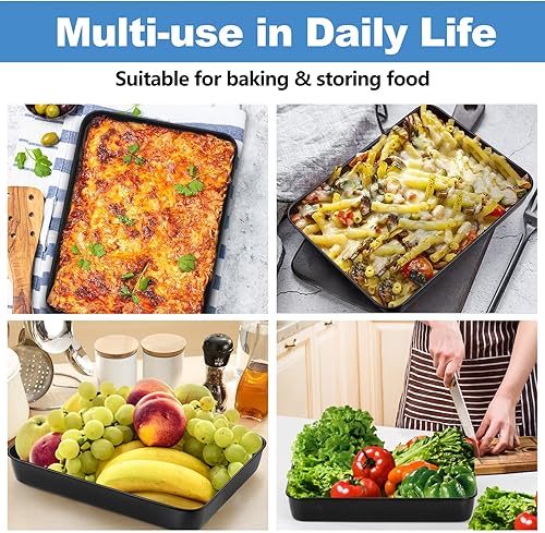 Miniatura 6 de TeamFar Sartén para lasaña, 12.5 x 9.7 x 1.75 pulgadas, rectangular, con núcleo de acero inoxidable y revestimiento antiadherente, para hornear,