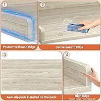 Vista 4 de Aheaplus Encimera para lavadora y secadora, organización de lavandería con almohadillas antideslizantes, estante de madera con rieles redondos