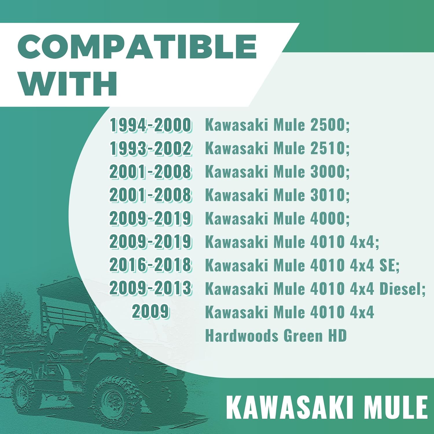 KUAFU Front Seat Back & Seat Bottom Cover Compatible with 1993-2019 Kawasaki Mule 2500 2510 3000 3010 4000 4010 Bench Seat Cover