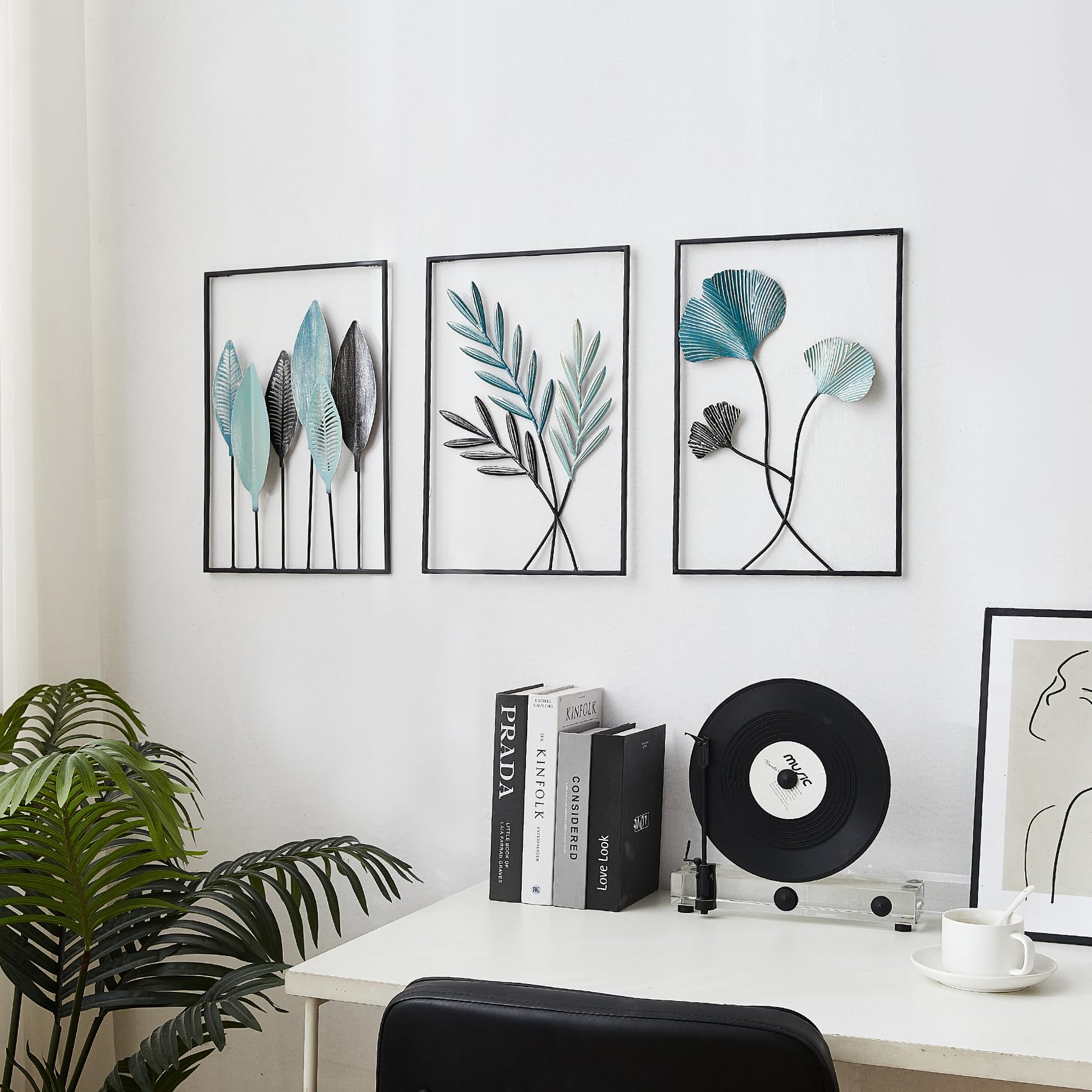 FJSPERM Decorazione da parete in metallo, moderna decorazione da parete, decorazione per la casa, set di 3 sculture in metallo, decorazione perfetta per soggiorno, camera da letto, cucina