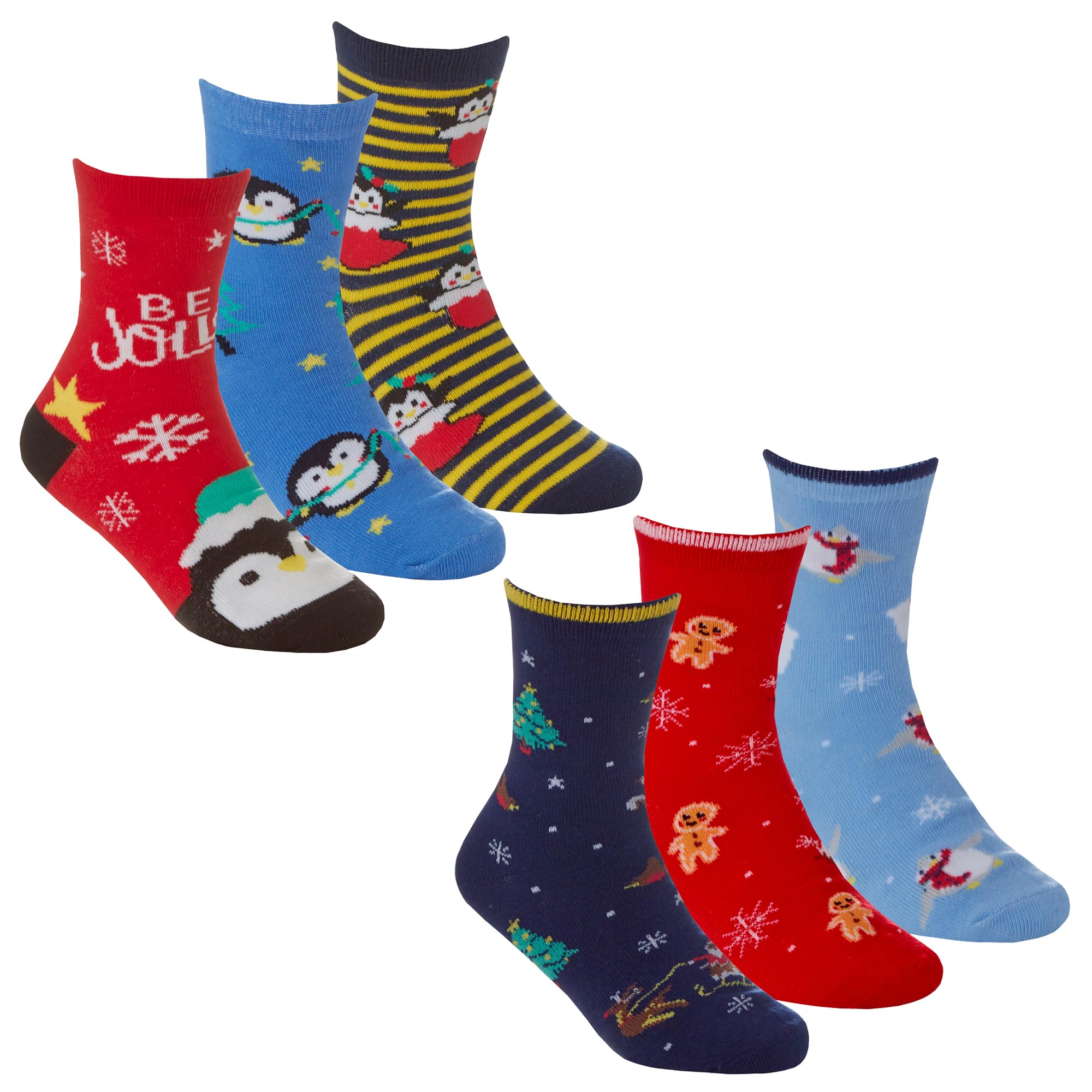 Undercover Kids 1 6 Pairs Kids Xmas Cotton Rich Socks 42B803 1Xeach 6-8.5
